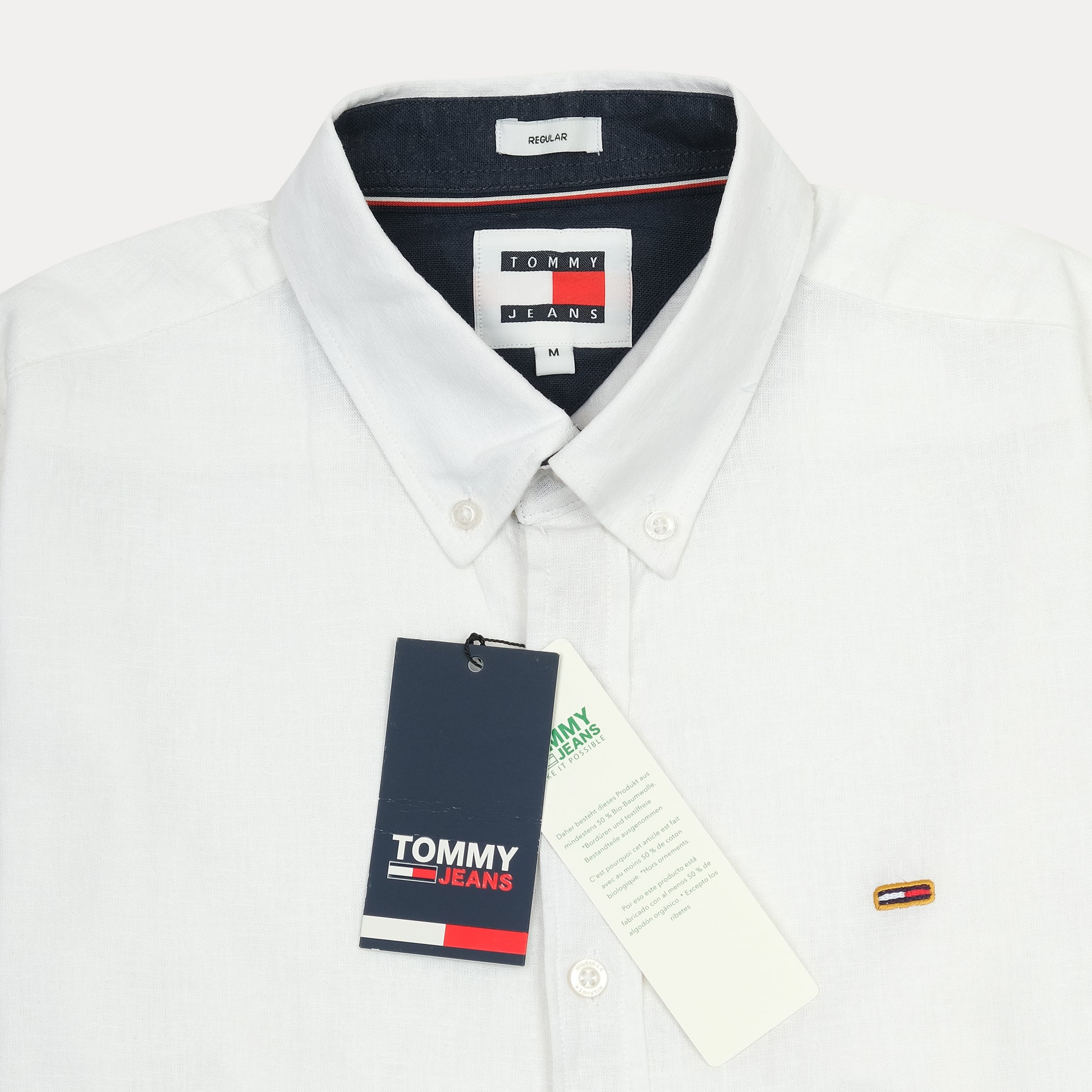 Tommy Jeans Effortlessly Elegant Linen Shirt in Crisp Cloud White