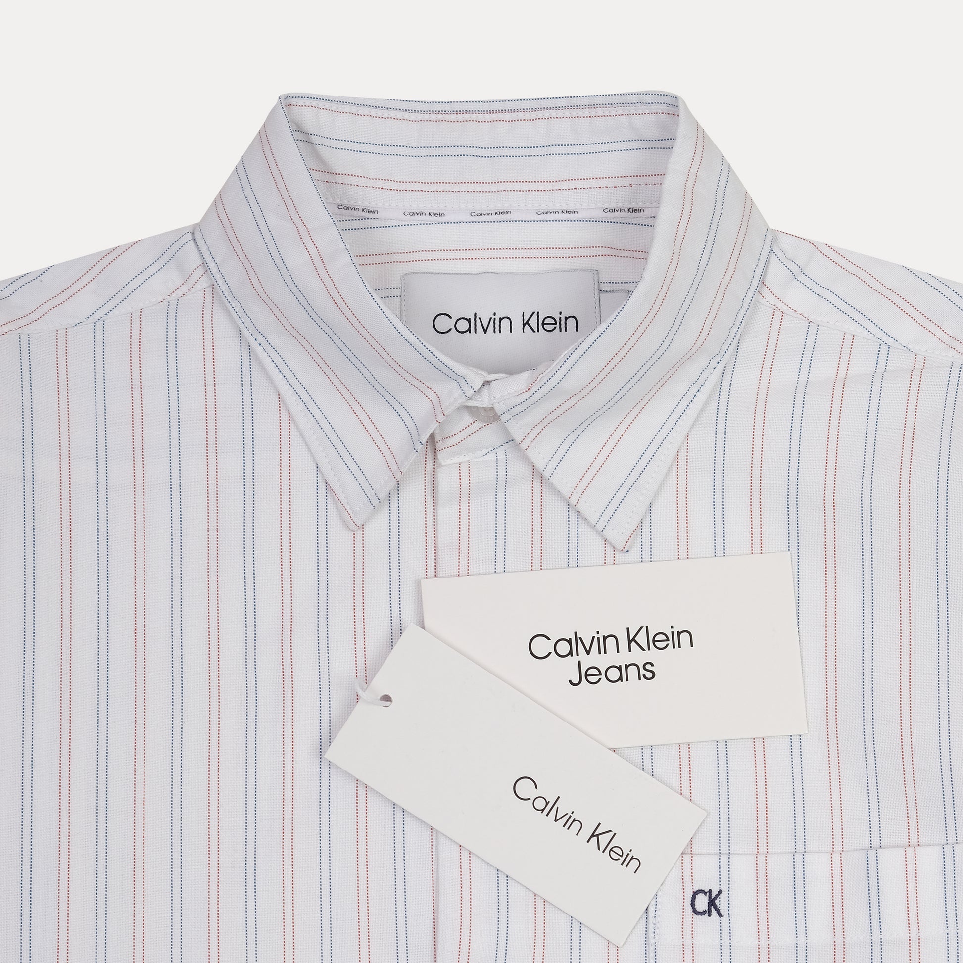 Calvin Klein Striped Elegance Shirt in Whispering White