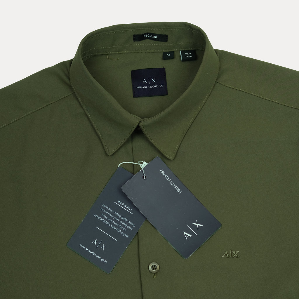 Armani Exchange Elegant Olive Green Button-Up Shirt