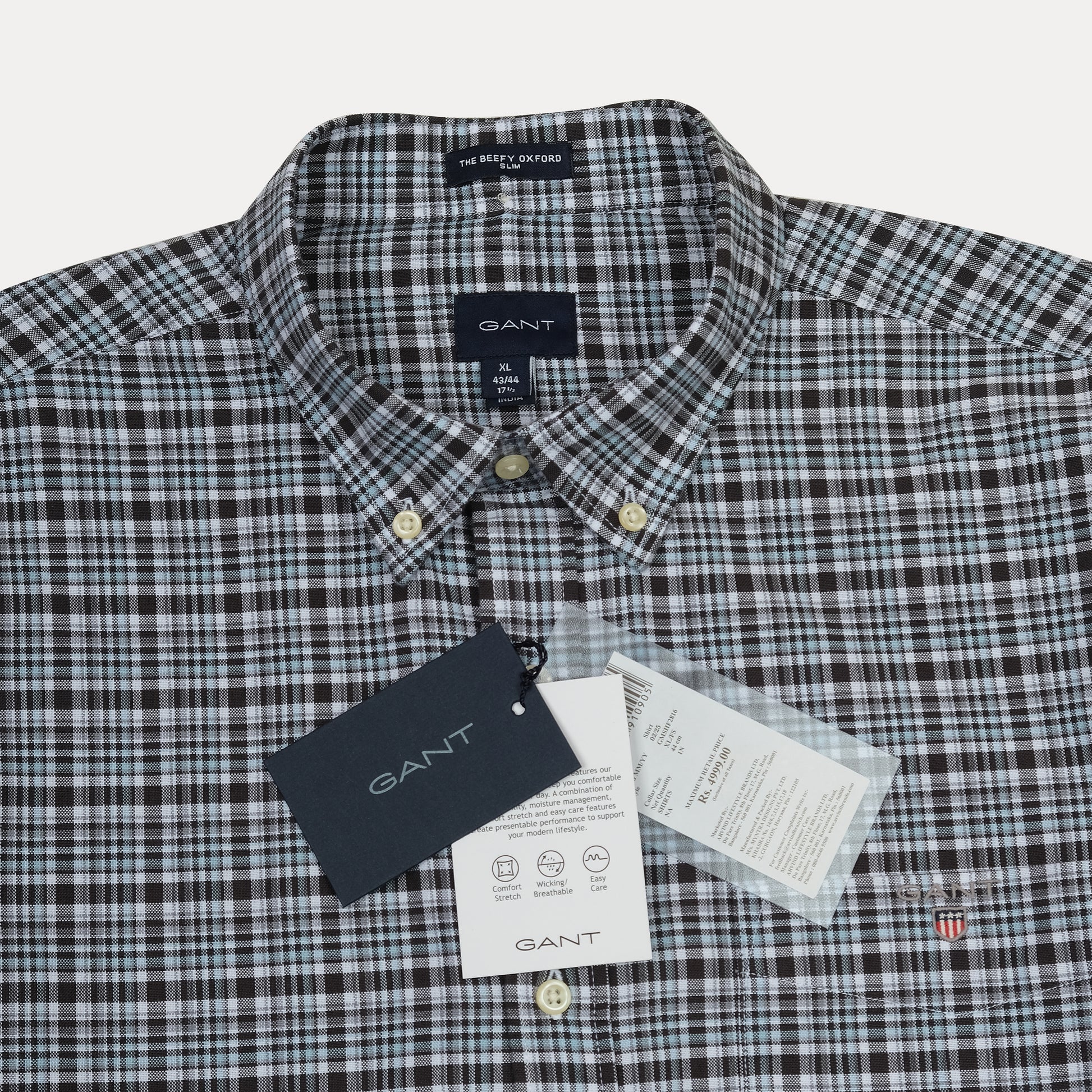GANT The Breezy Oxford Shirt in Charcoal Checkered Elegance