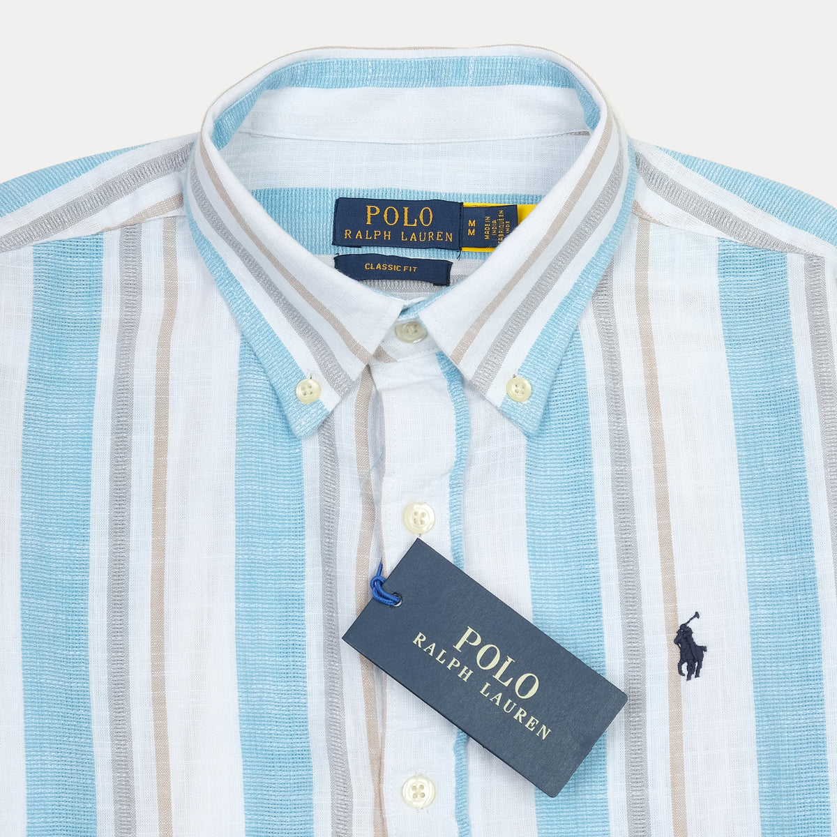 Polo Ralph Lauren Breezy Striped Classic Fit Shirt in Sky Blue and Cream
