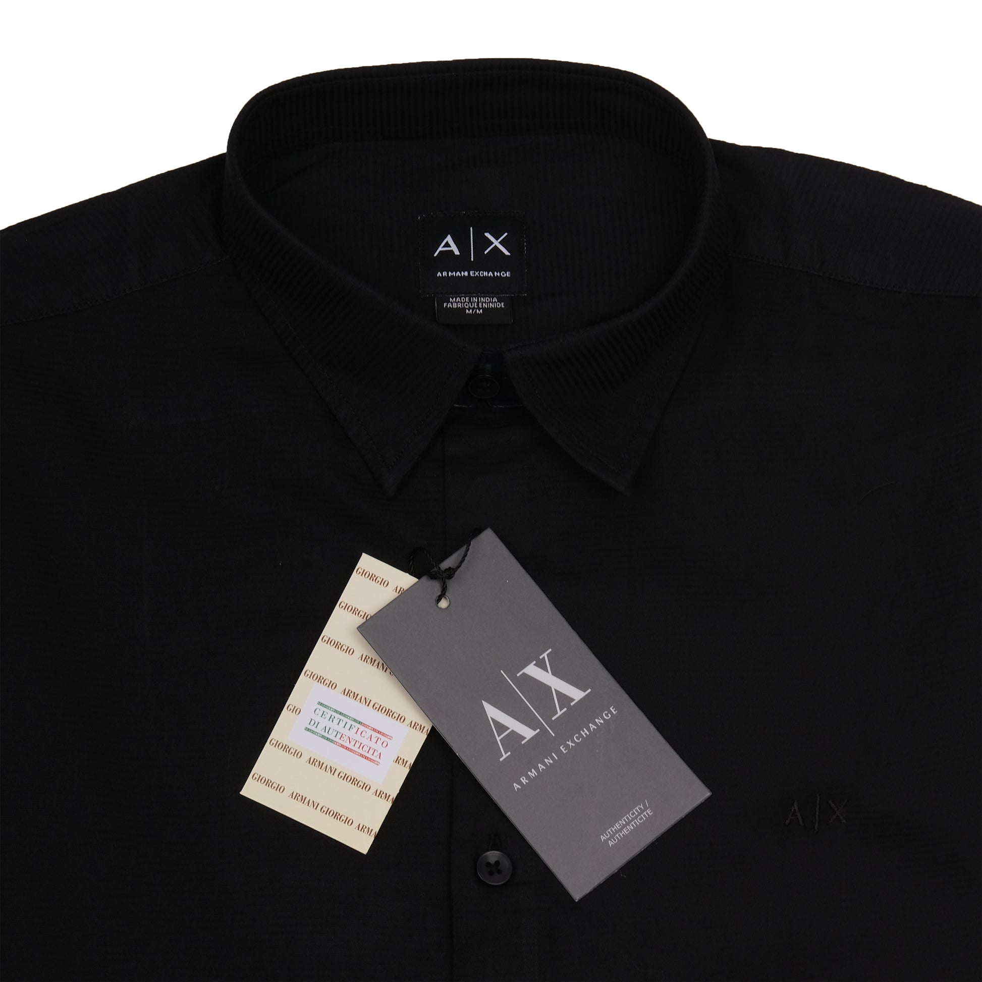 Armani Exchange Elegant Midnight Black Button-Up Shirt