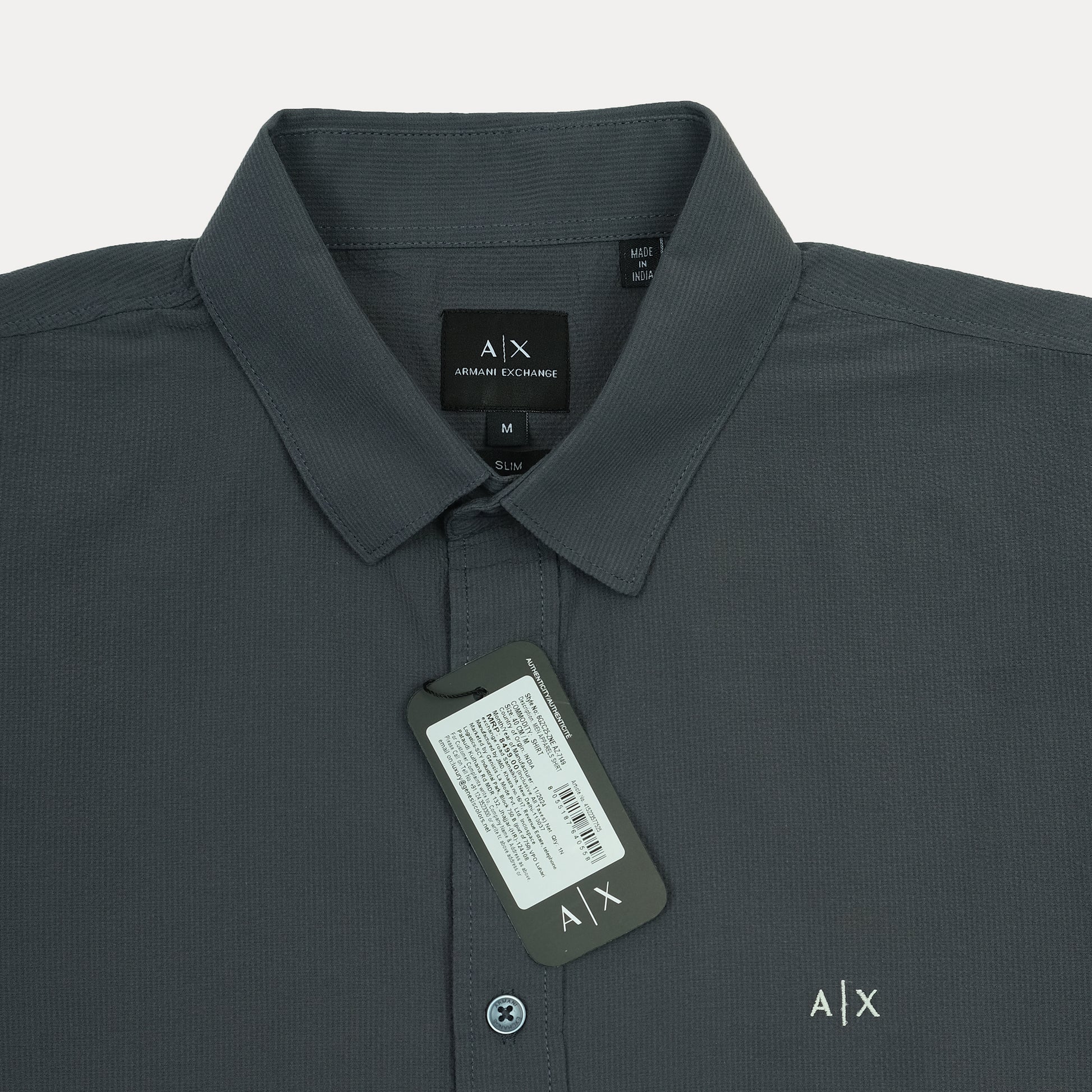Armani Exchange Modern Fit Long Sleeve Shirt in Charcoal