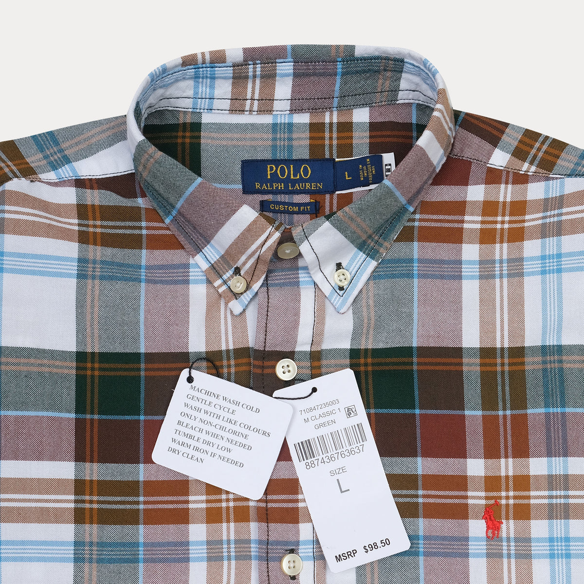 Polo Ralph Lauren Classic Fit Plaid Shirt in Green and Brown