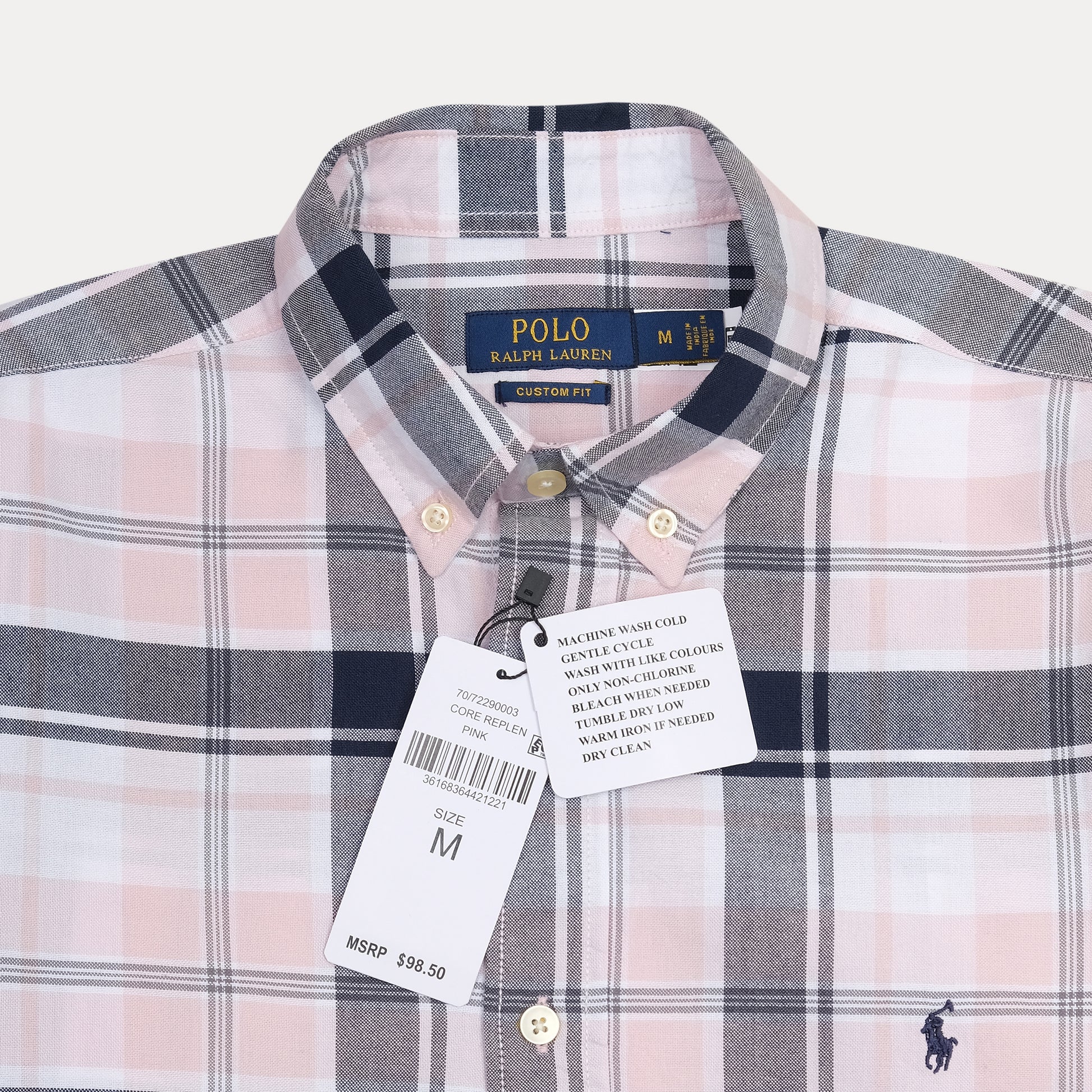 Polo Ralph Lauren Custom Fit Plaid Shirt in Blush & Navy Harmony