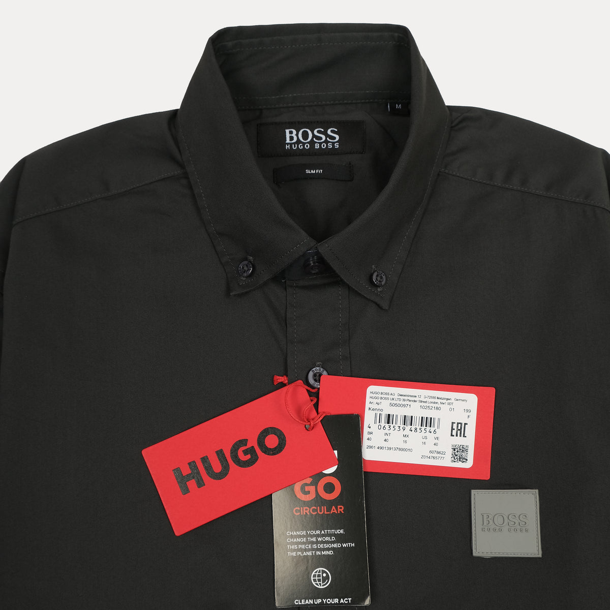 BOSS Midnight Onyx Eco-Conscious Slim Fit Long Sleeve Button-Up Shirt