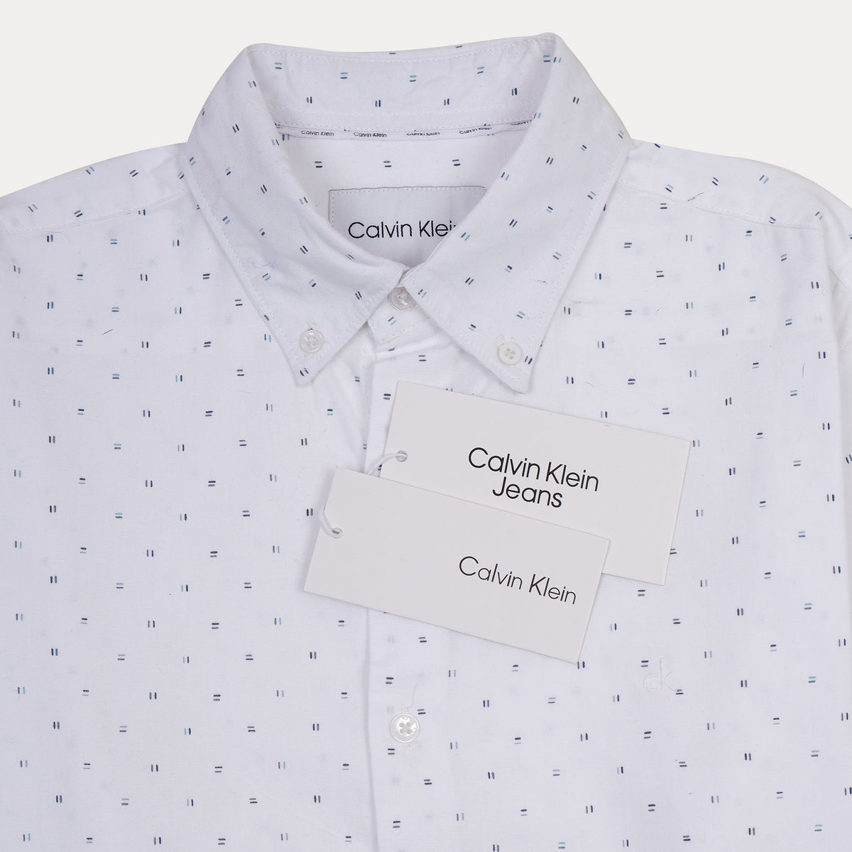 Calvin Klein Dapper Dot Delight Shirt in Crisp Cloud White