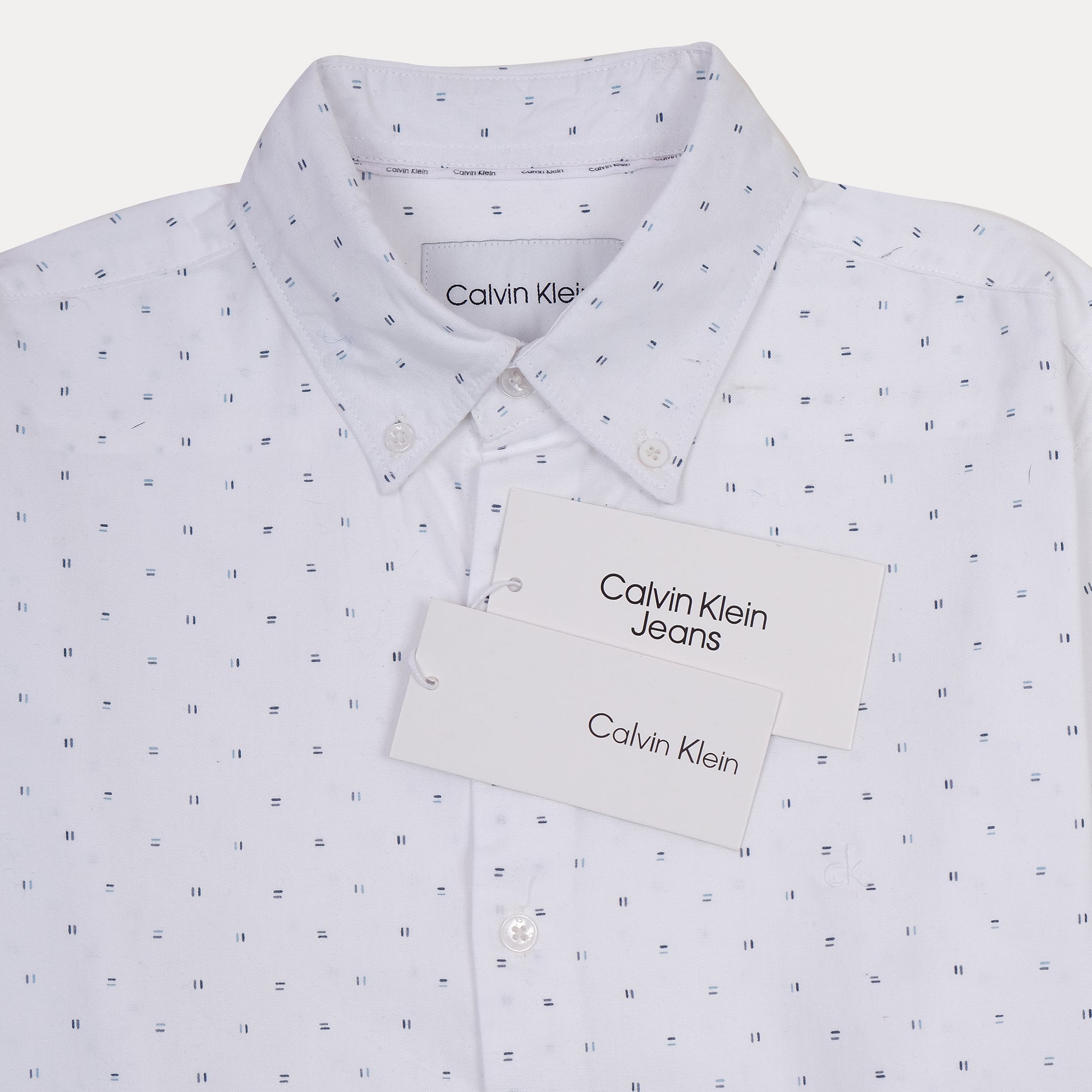 Calvin Klein Dapper Dot Delight Shirt in Crisp Cloud White