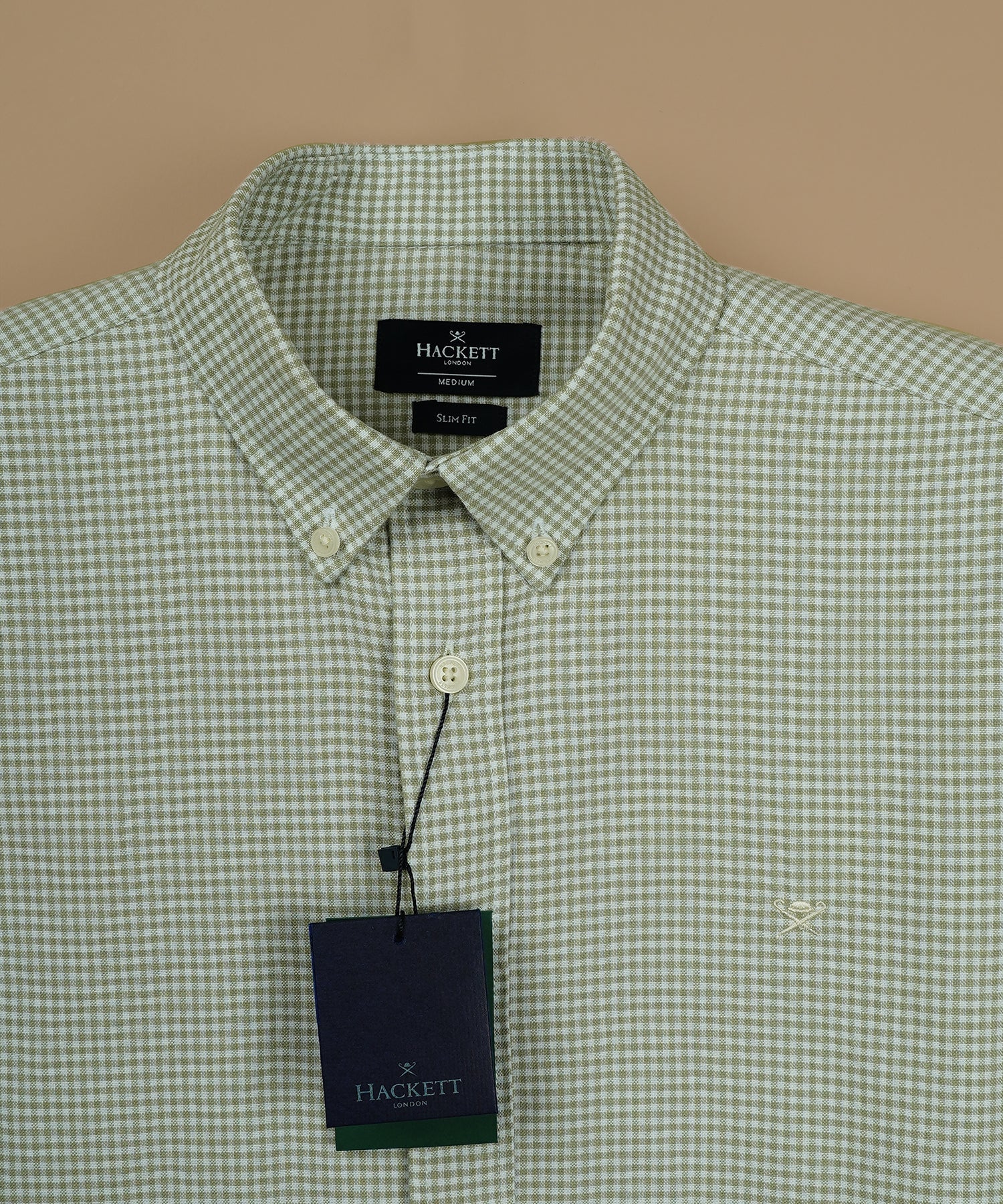HACKETT Verdant Mist Tailored Fit Long Sleeve Gingham Shirt