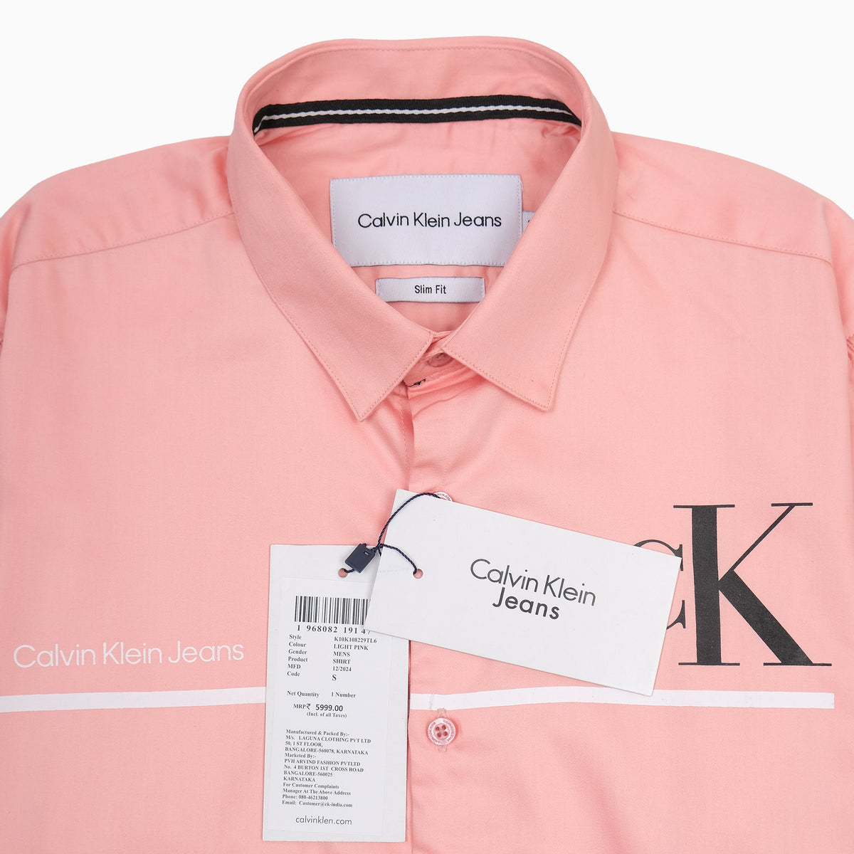 Calvin Klein Jeans Slim Fit Logo Shirt in Orange