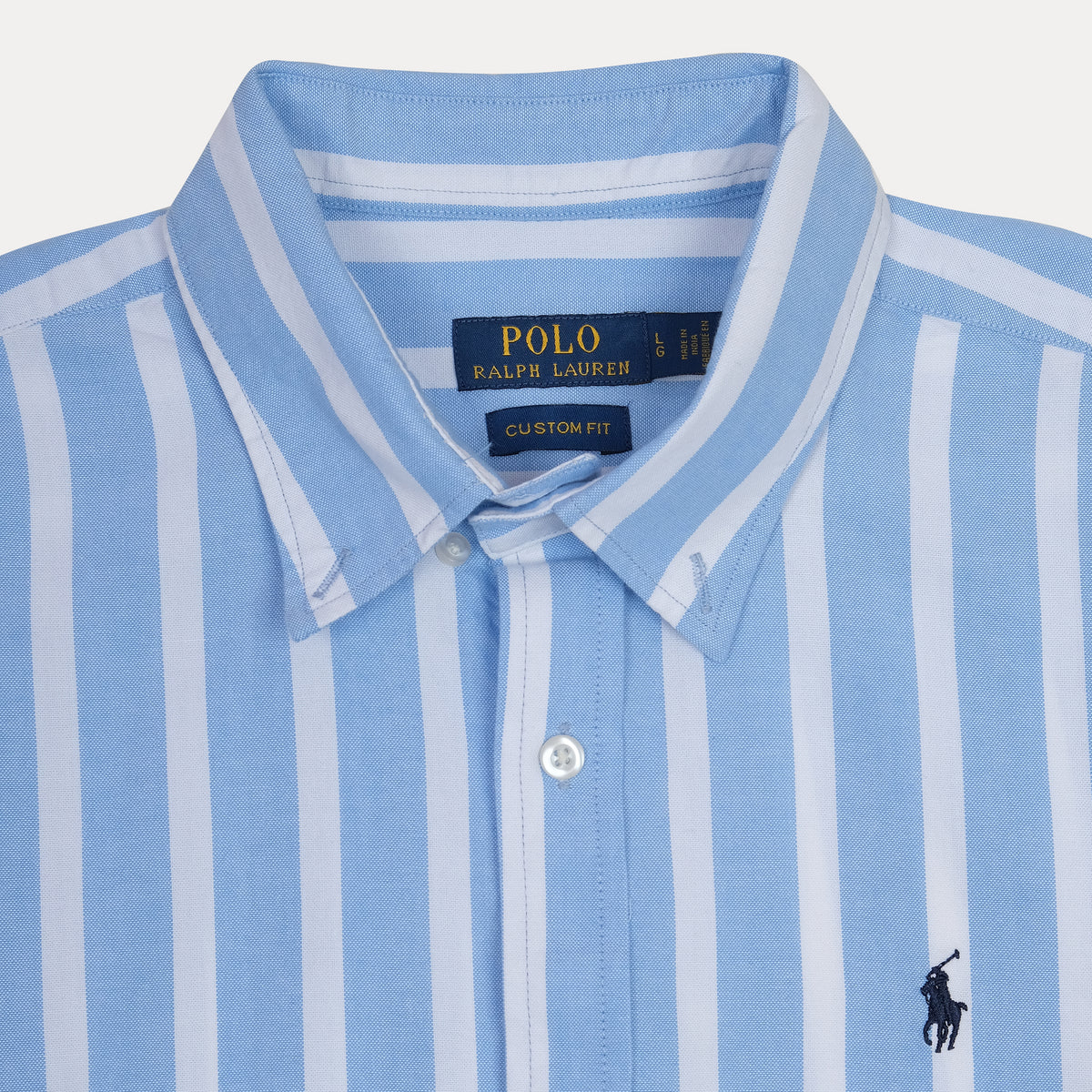Polo Ralph Lauren Custom Fit Striped Elegance Shirt in Sky Blue