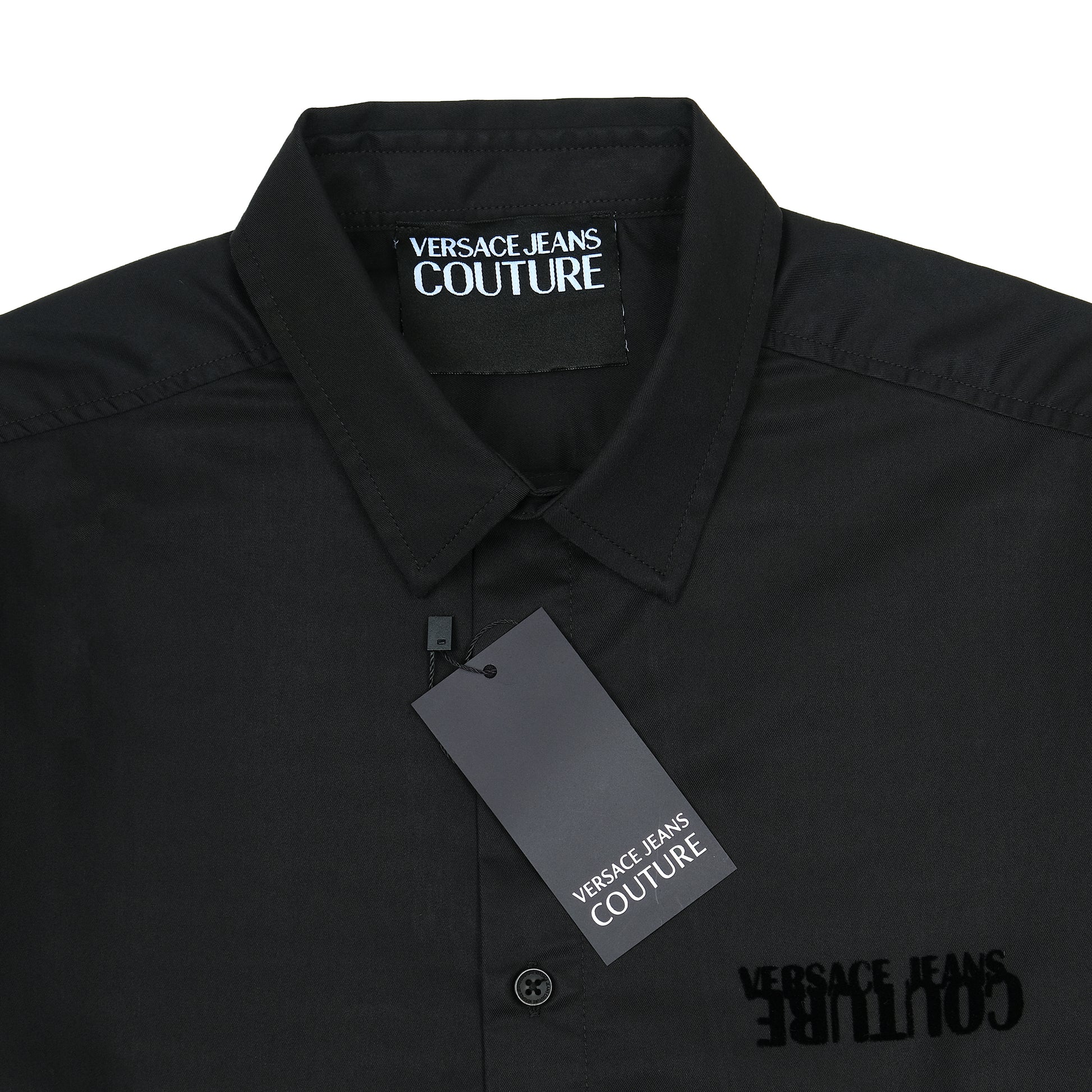 Versace Jeans Couture Elegant Midnight Black Button-Up Shirt