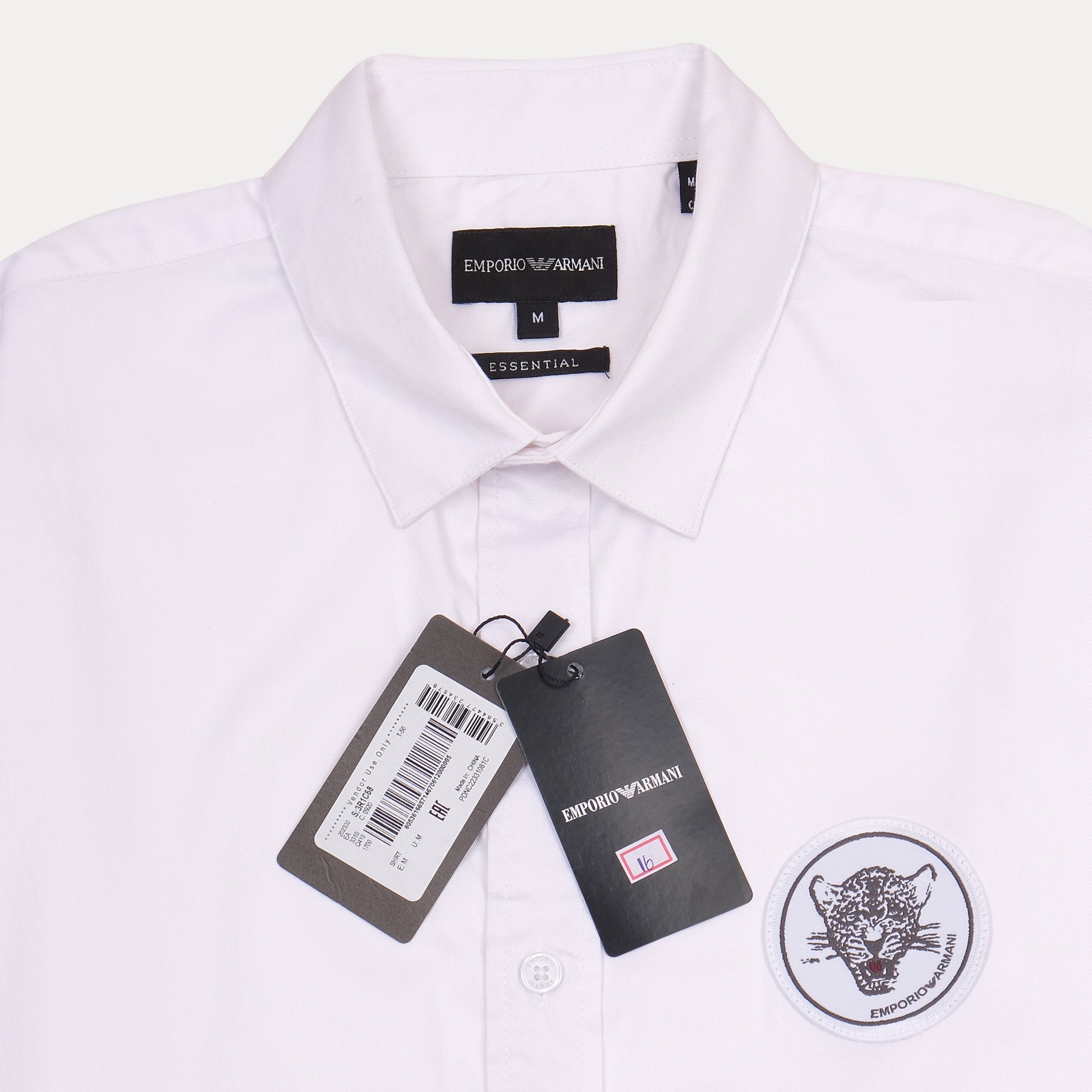 Emporio Armani Essential White Long Sleeve Shirt with Tiger Patch