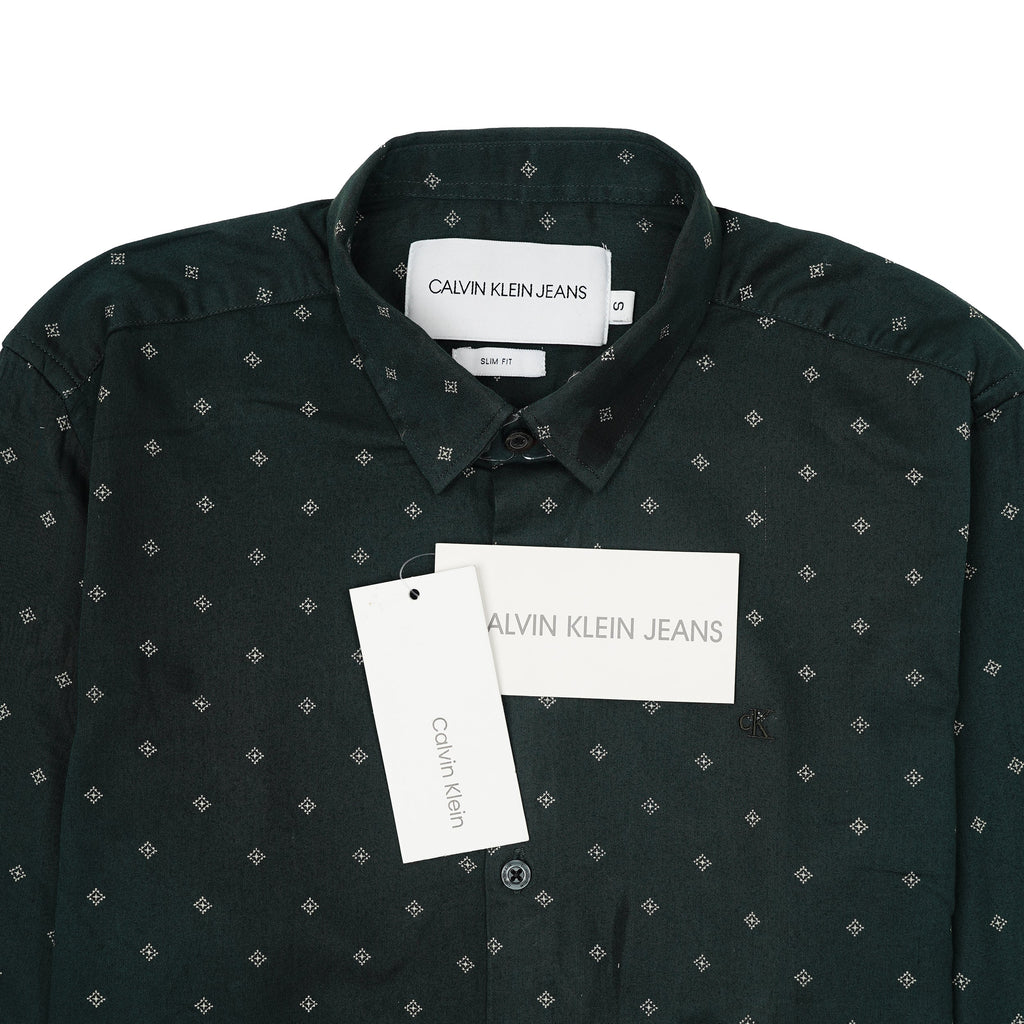 CALVIN KLEIN JEANS Opulent Emerald Slim Fit Long Sleeve Shirt