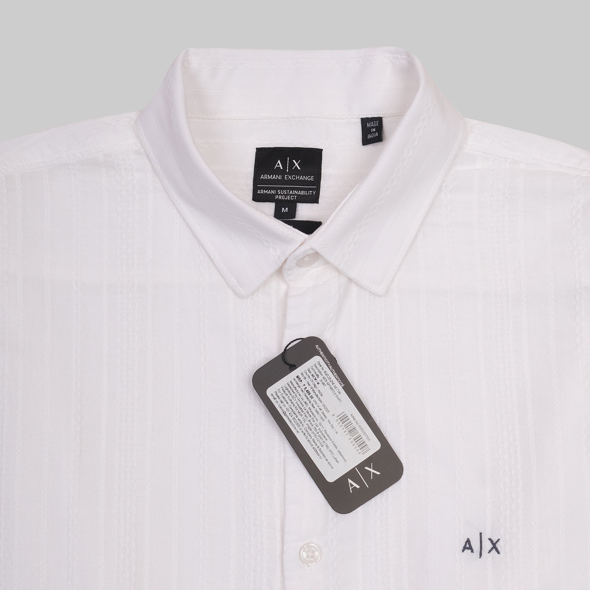 A|X Striped White Button-Up Shirt