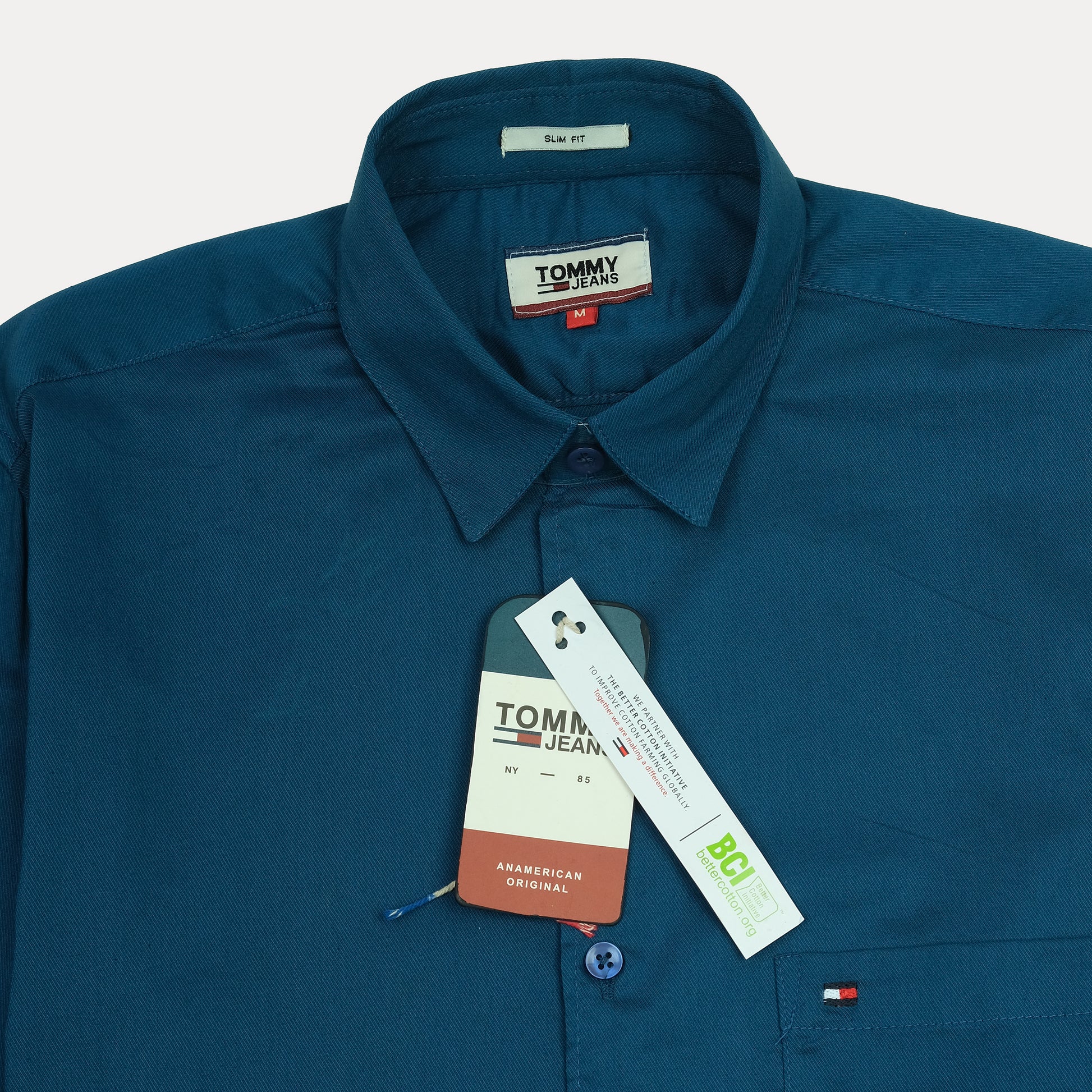 Tommy Jeans Sleek Teal Slim Fit Shirt