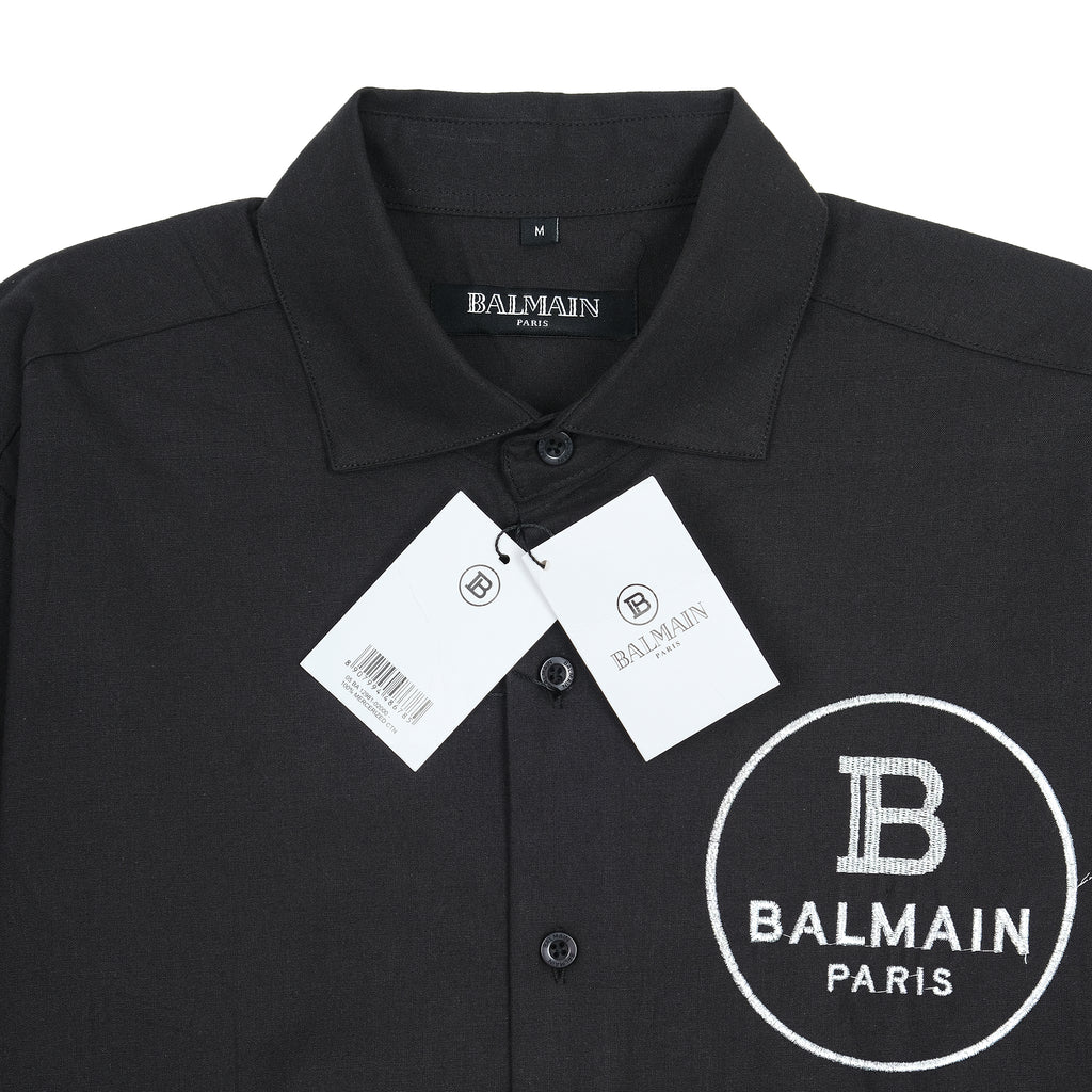 BALMAIN Elegant Midnight Black Embroidered Shirt