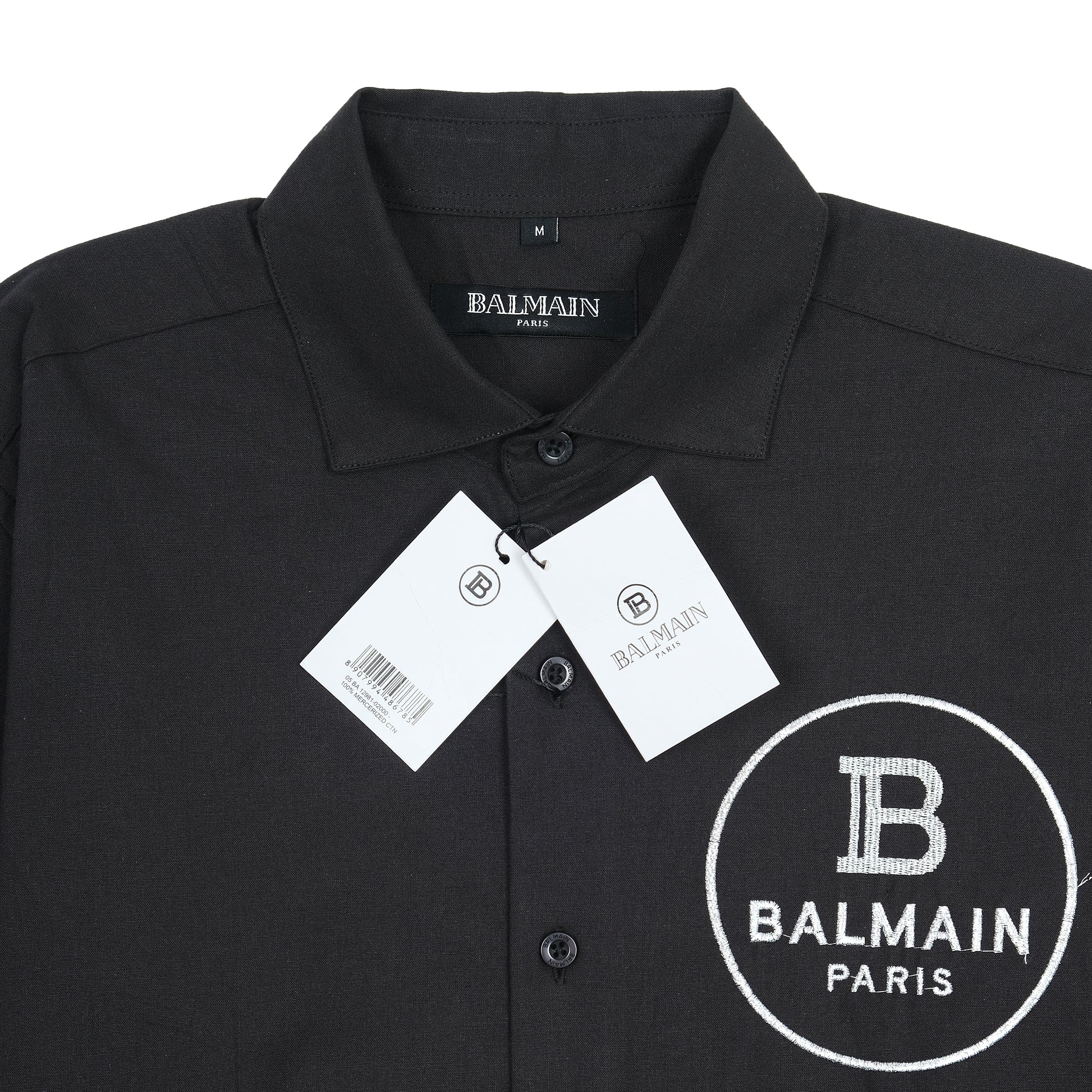 BALMAIN Elegant Midnight Black Embroidered Shirt