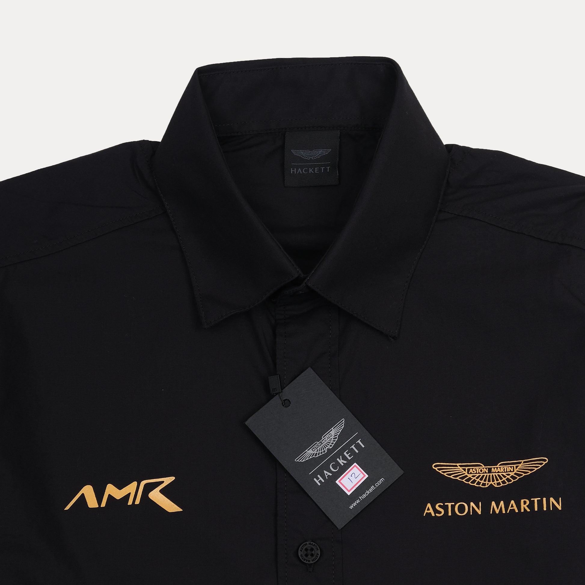 Hackett Aston Martin AMR Long Sleeve Shirt in Midnight Obsidian
