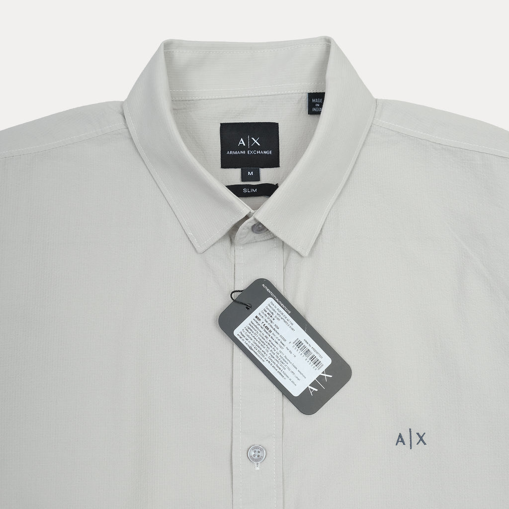 A|X Slim Fit Button-Up Shirt in Light Grey