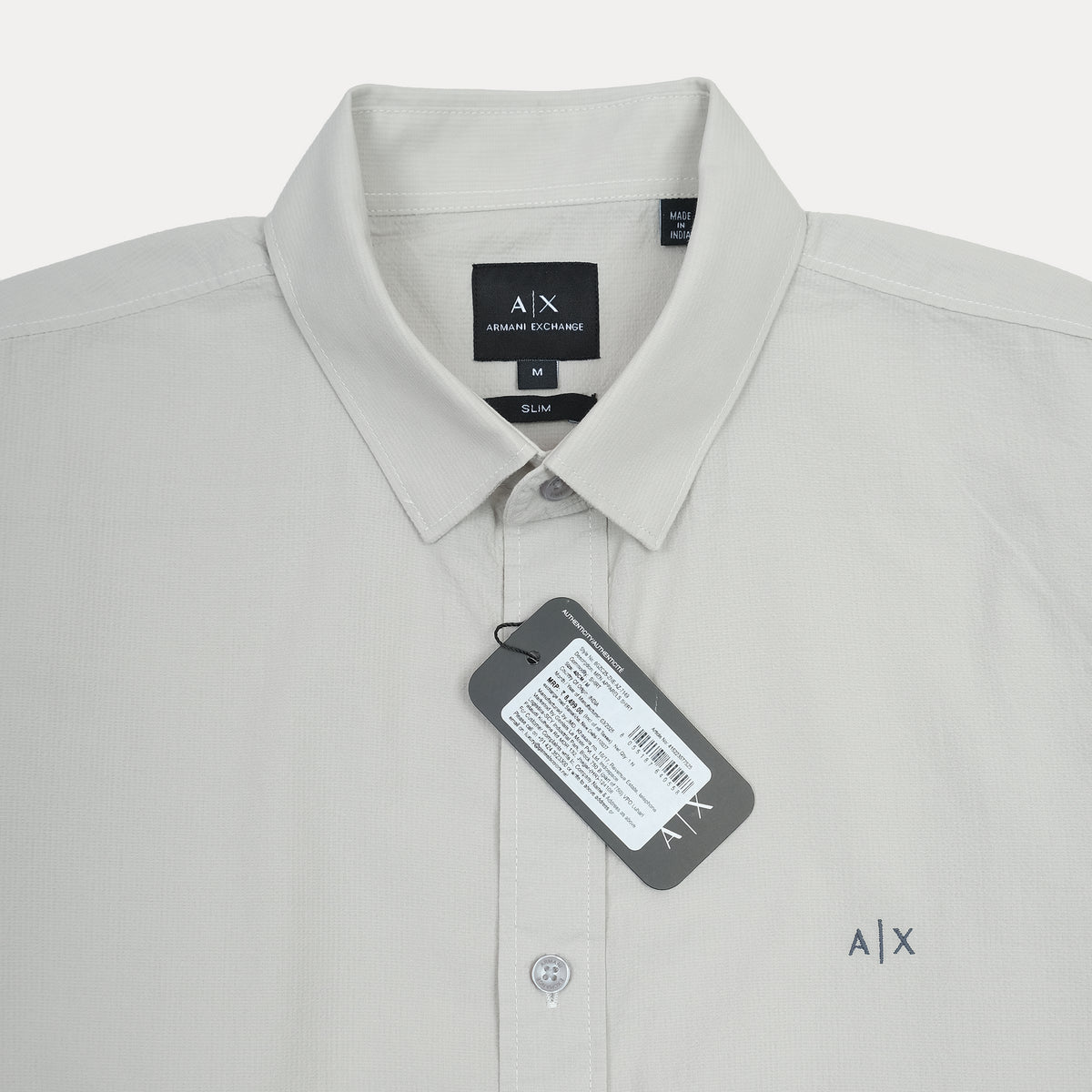 A|X Slim Fit Button-Up Shirt in Light Grey