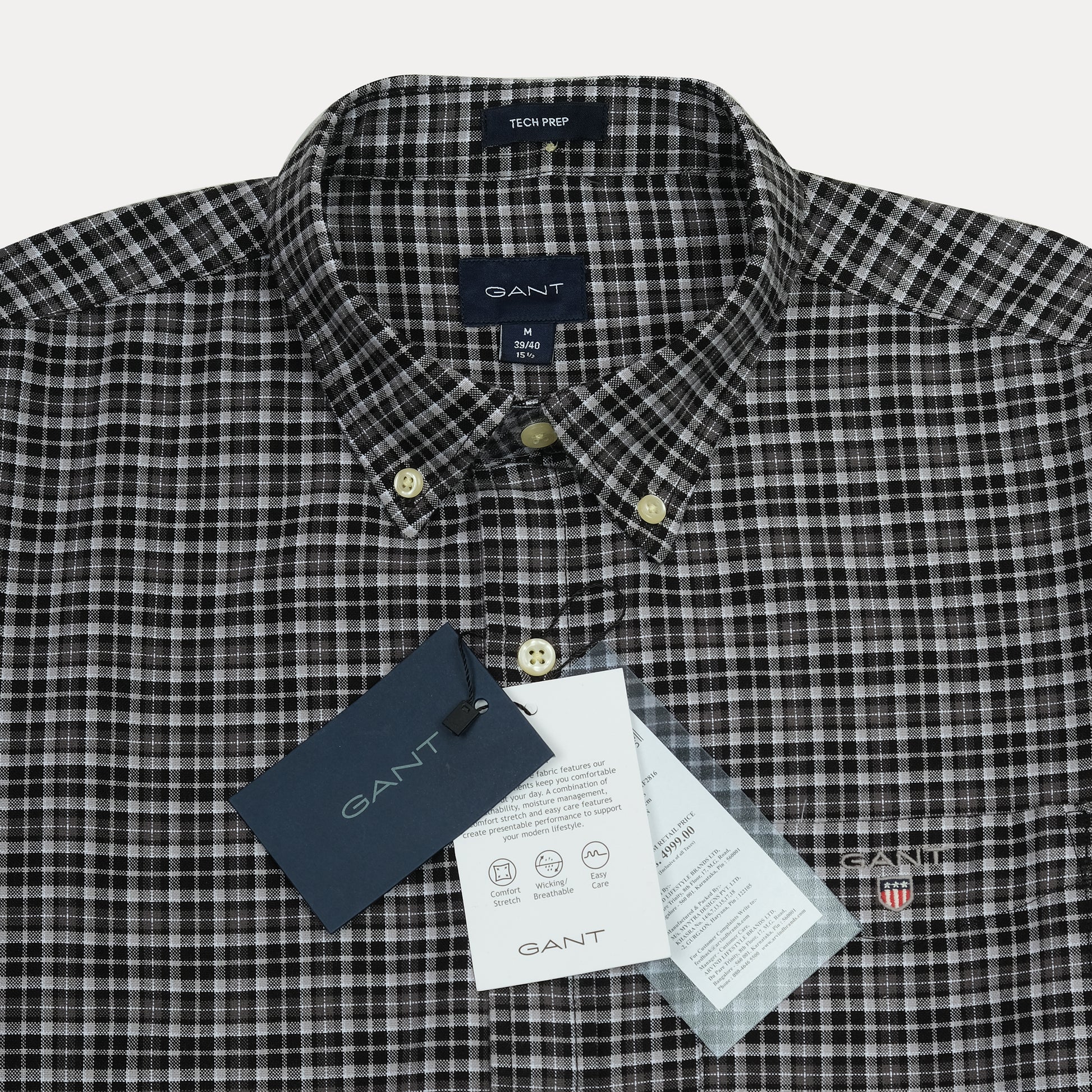 GANT Tech Prep Checkered Elegance Shirt in Charcoal Plaid