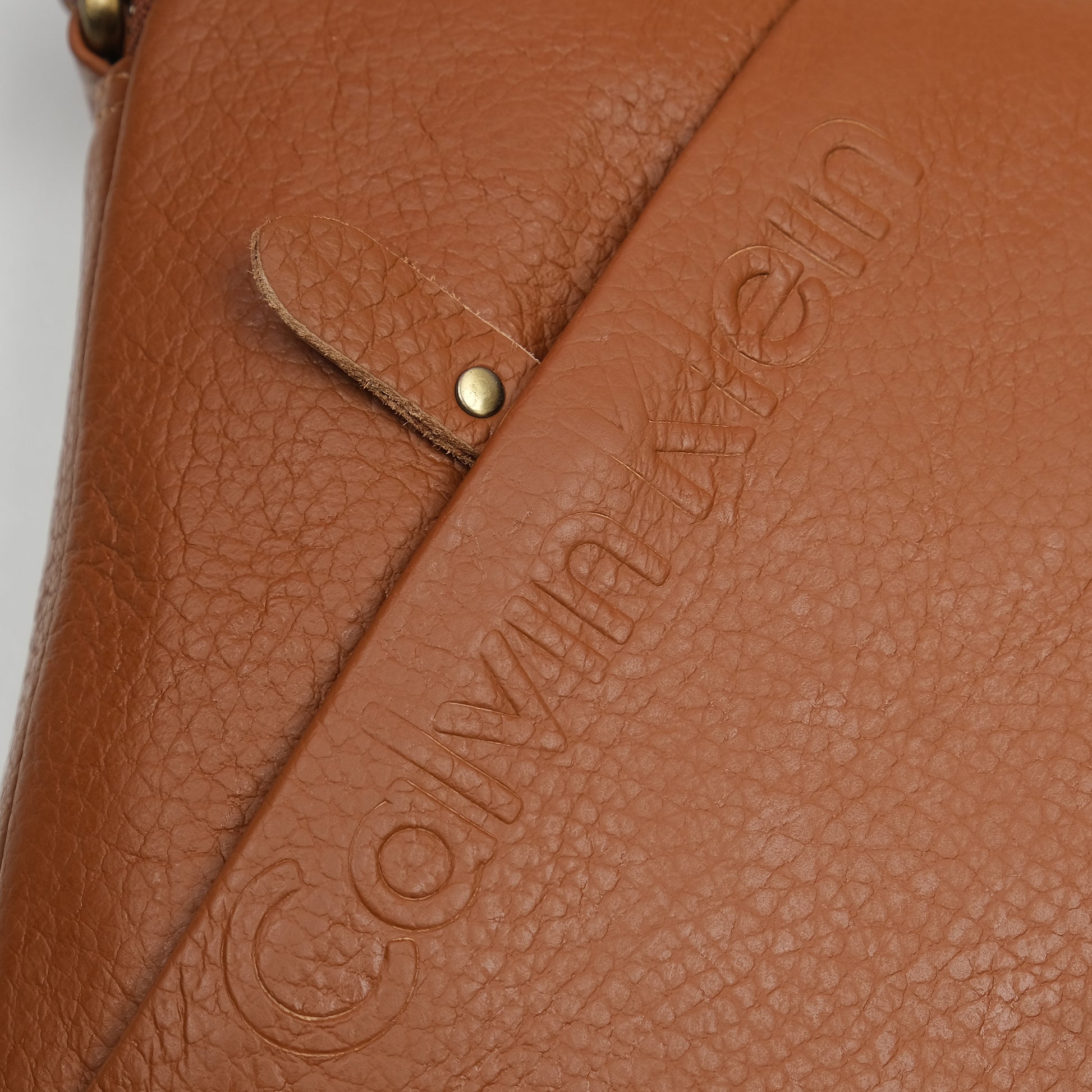 Calvin Klein Luxe Leather Crossbody Bag in Rich Caramel