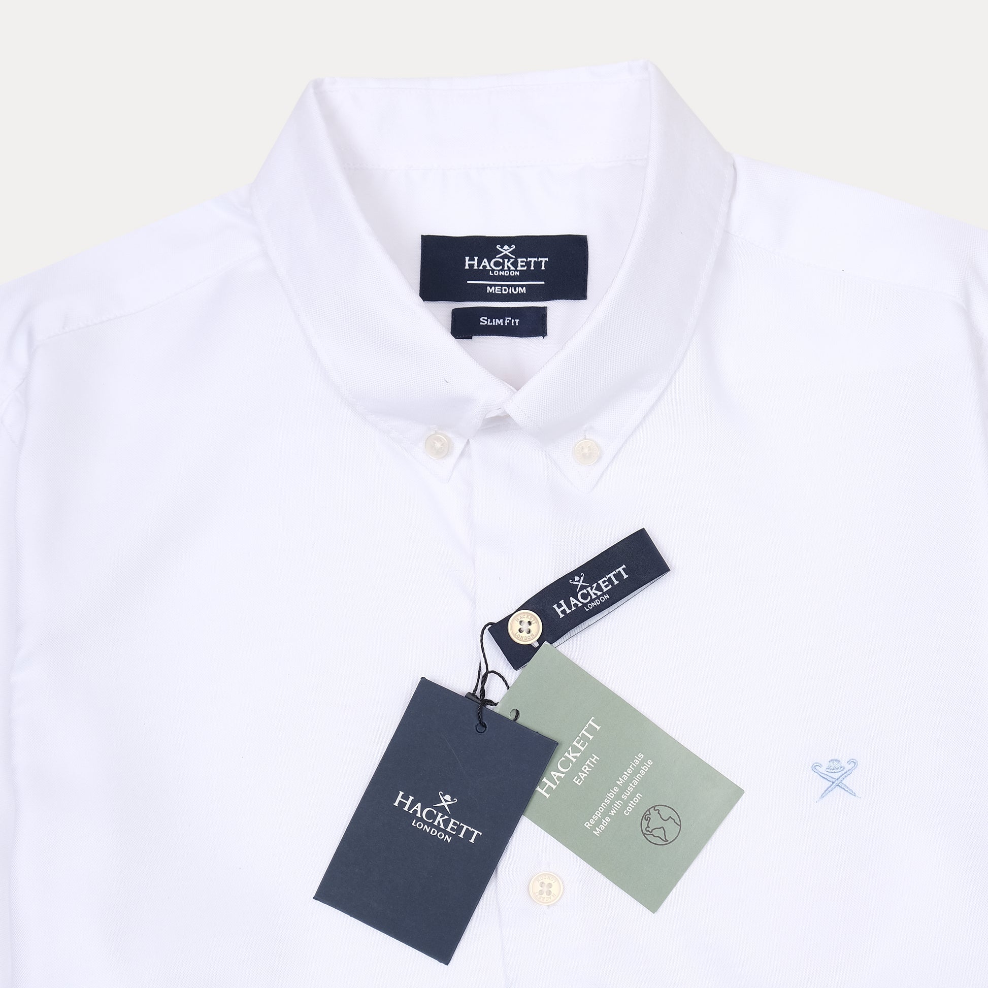 HACKETT London Crisp Cotton Slim Fit Shirt in Pristine White