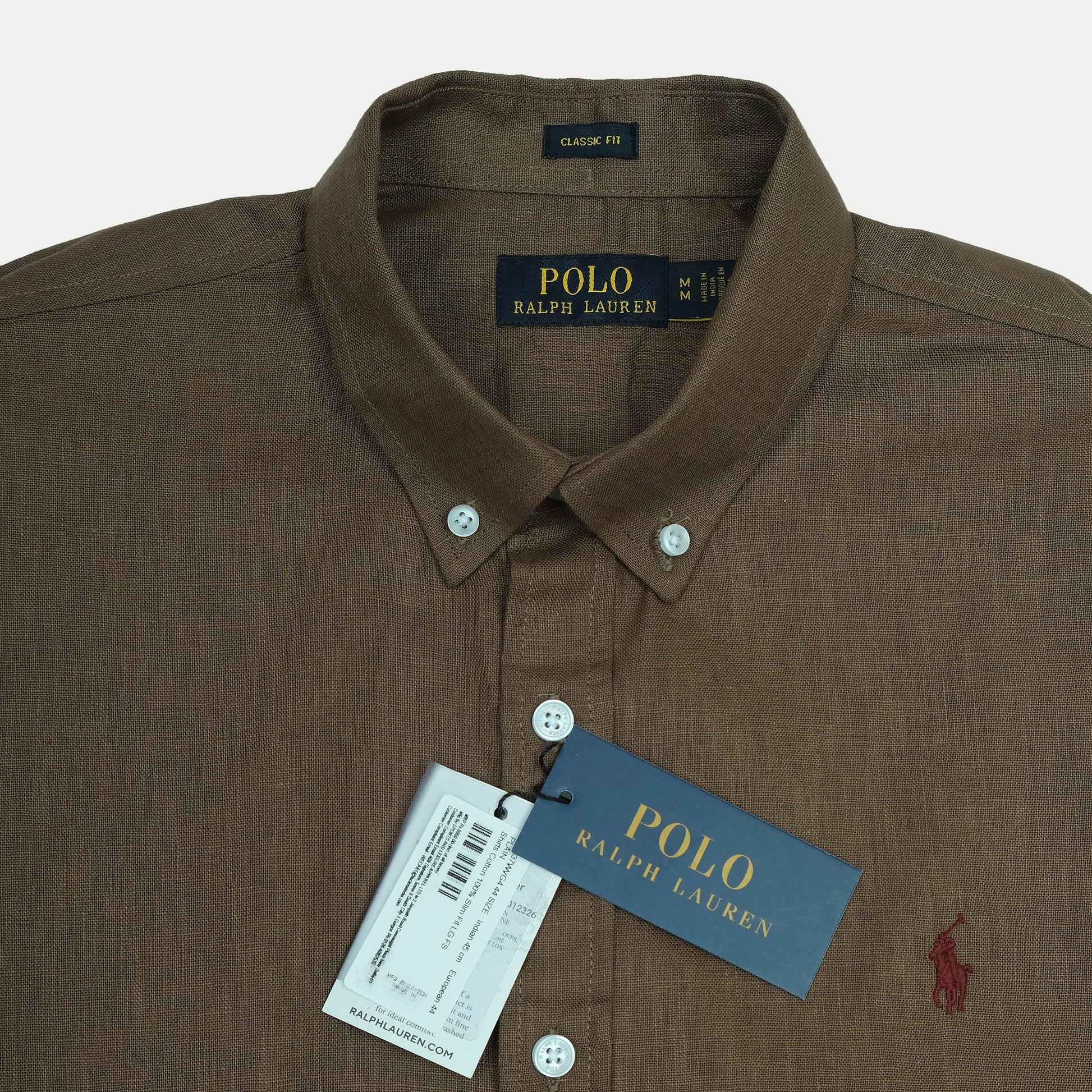 POLO RALPH LAUREN Linen Classic Fit Long Sleeve Button-Up Shirt in Earthy Brown
