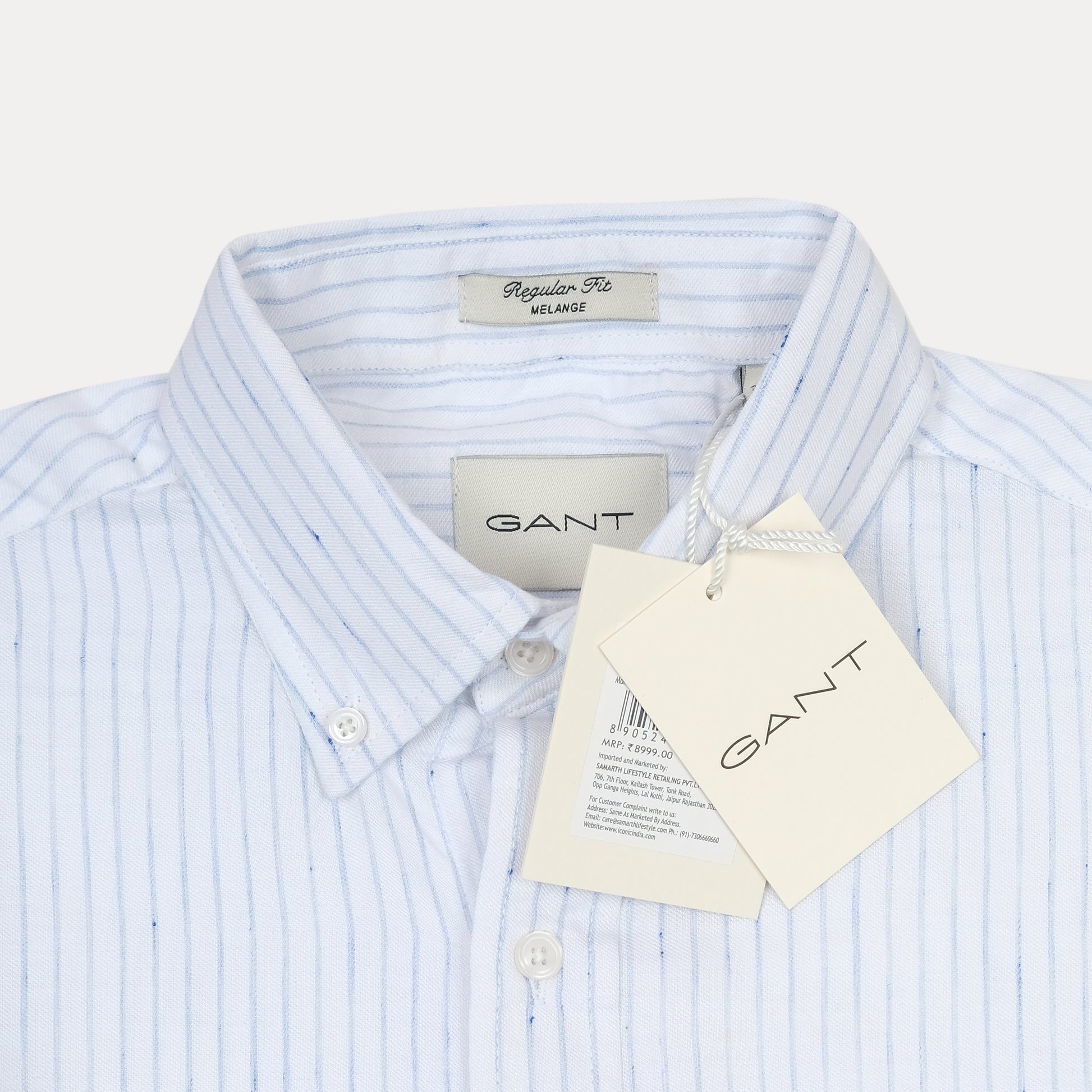 [Mélange Slub Linen] GANT Melange Stripe Delight Shirt - Sky Blue Elegance