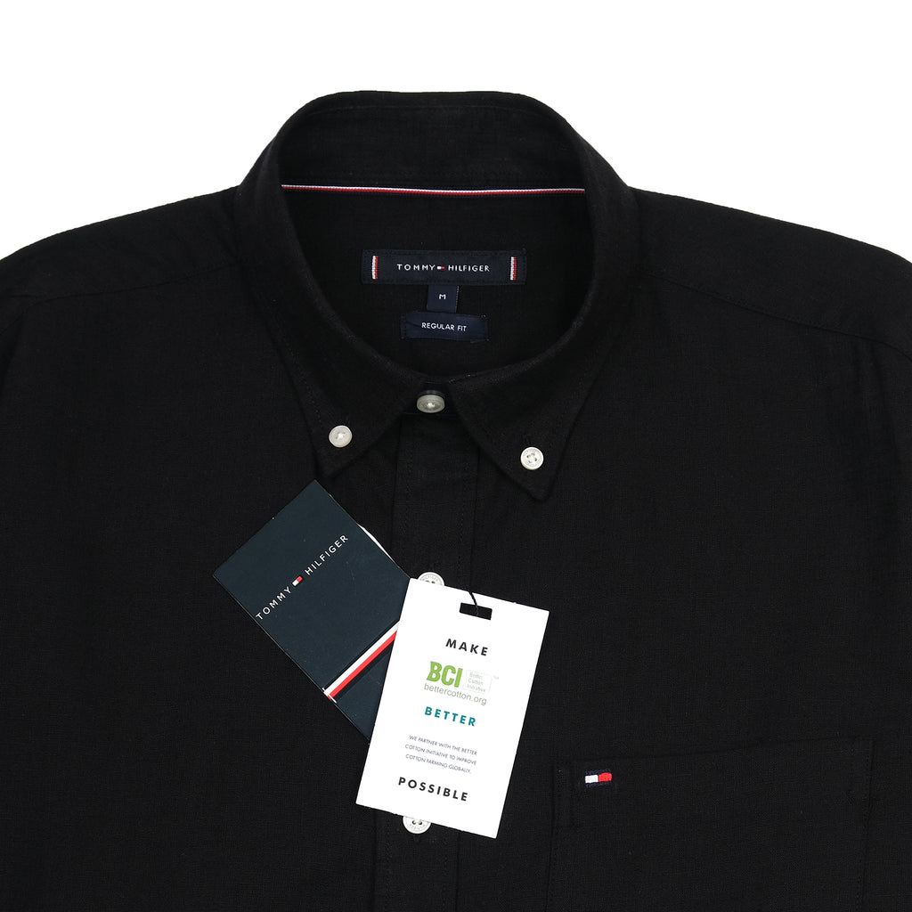 Tommy Hilfiger Classic Charcoal Elegance Button-Up Linen Shirt