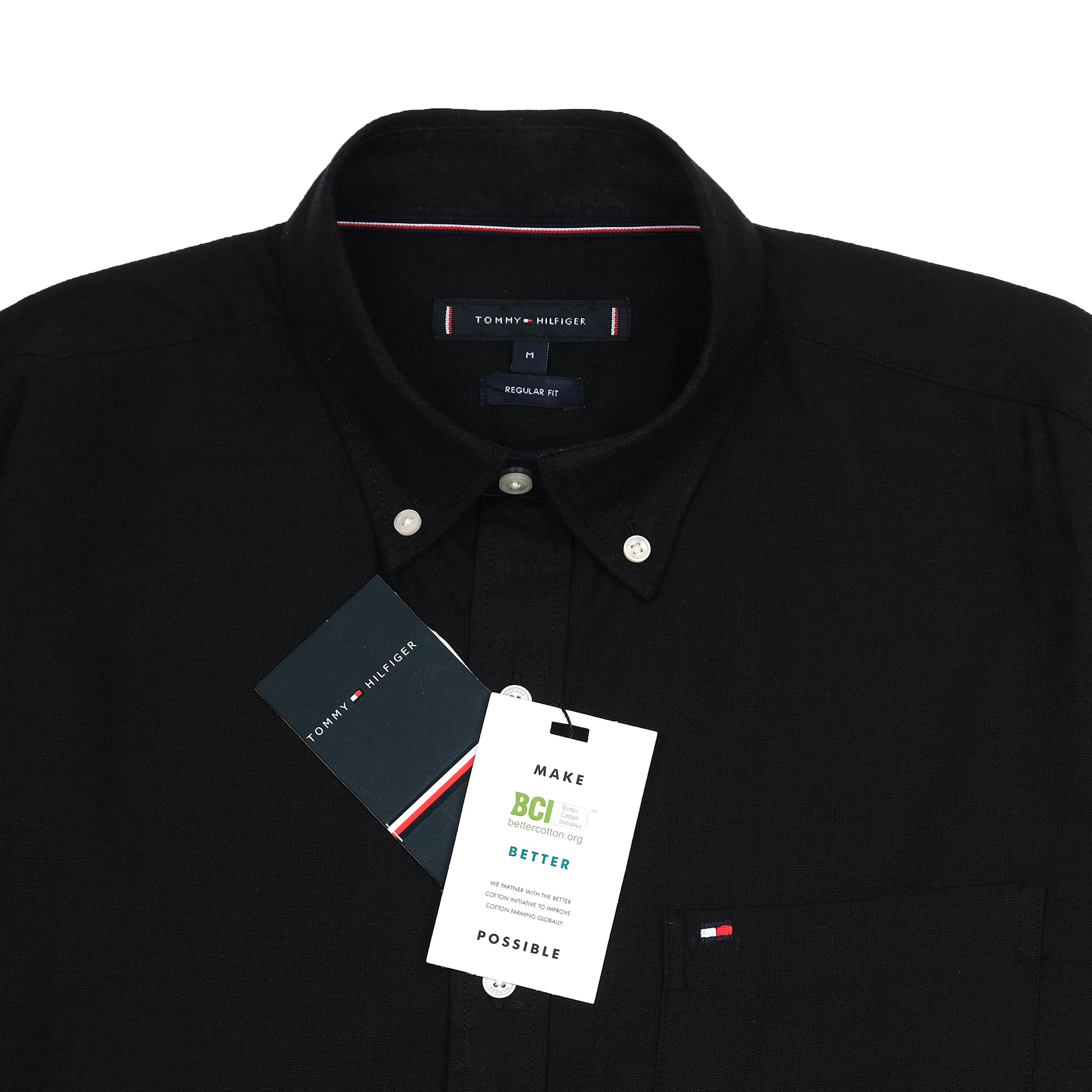 Tommy Hilfiger Classic Charcoal Elegance Button-Up Linen Shirt