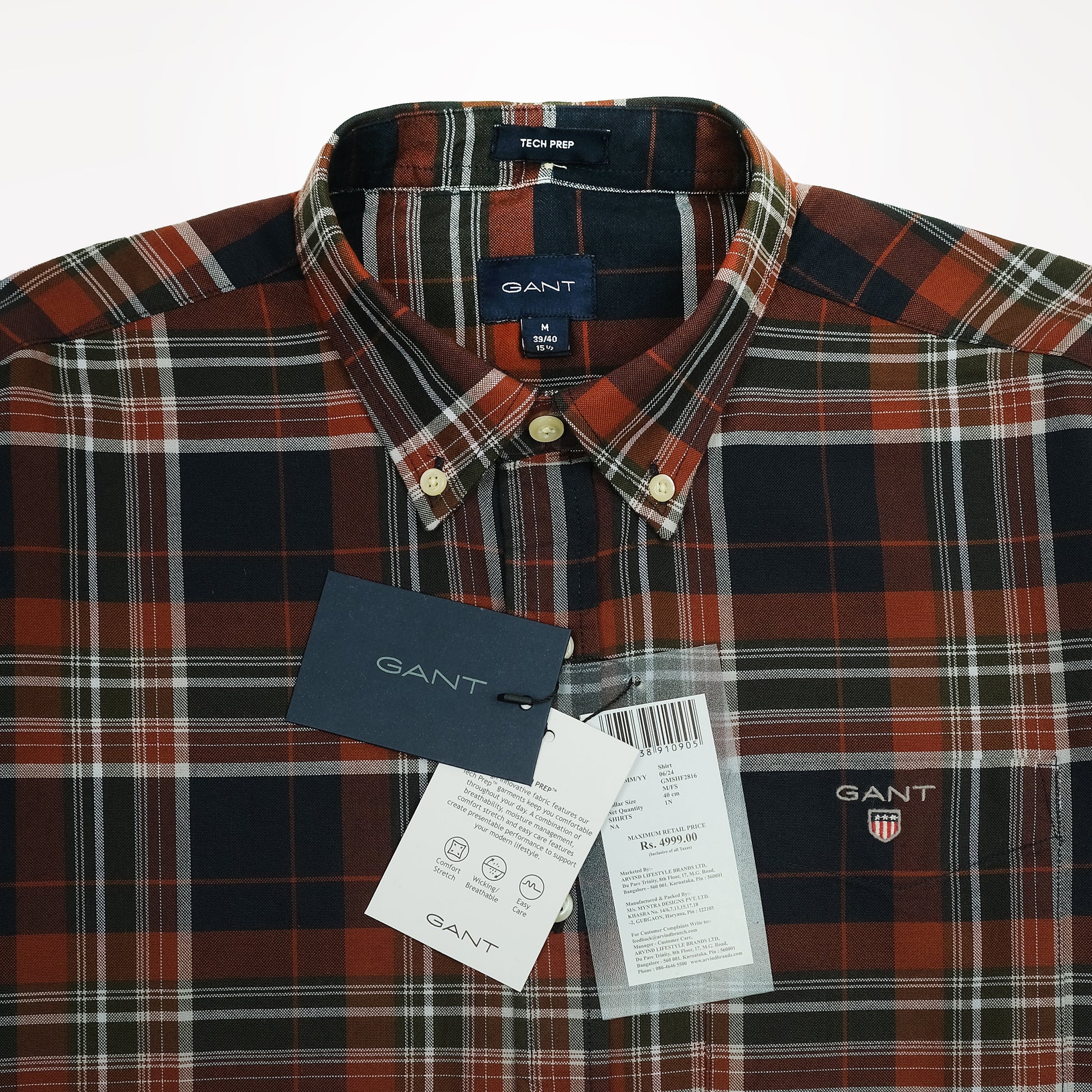 GANT Tech Prep Plaid Shirt in Rustic Autumn Hues