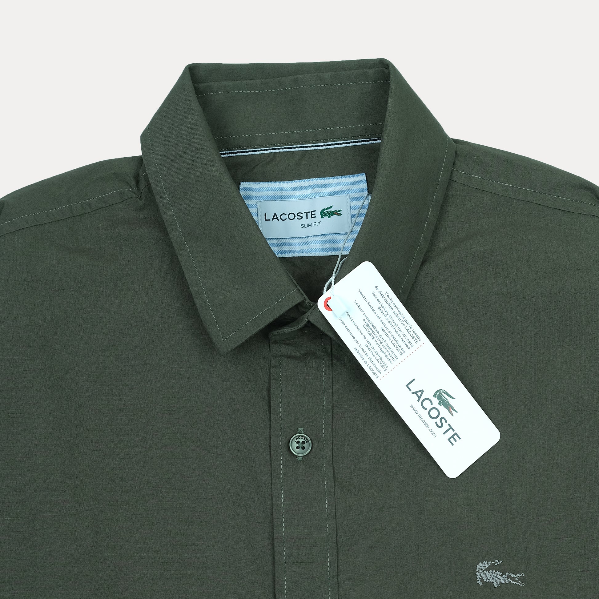 Lacoste Slim Fit Olive Green Elegance Shirt