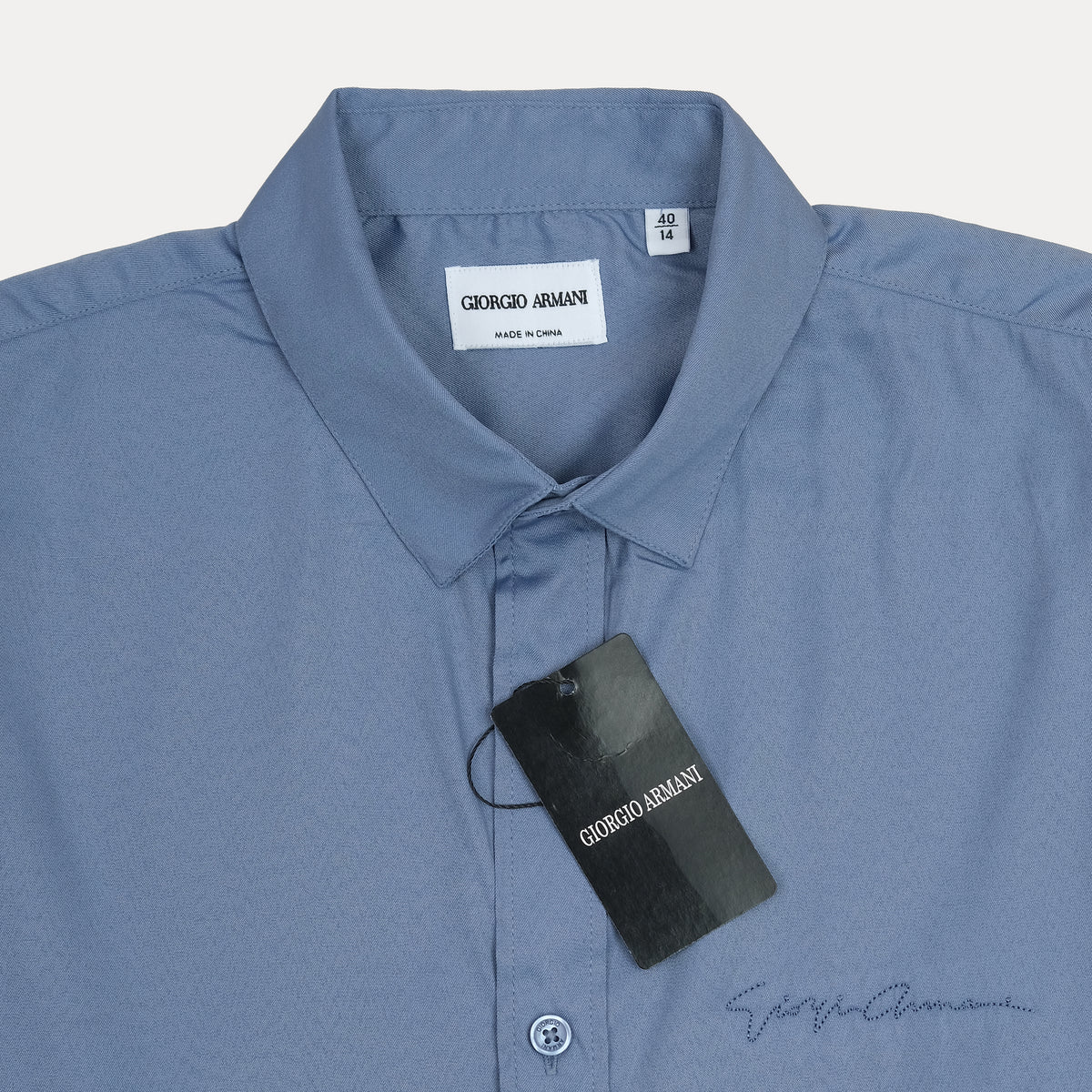 Giorgio Armani Classic Fit Long Sleeve Button-Up Shirt in Blue