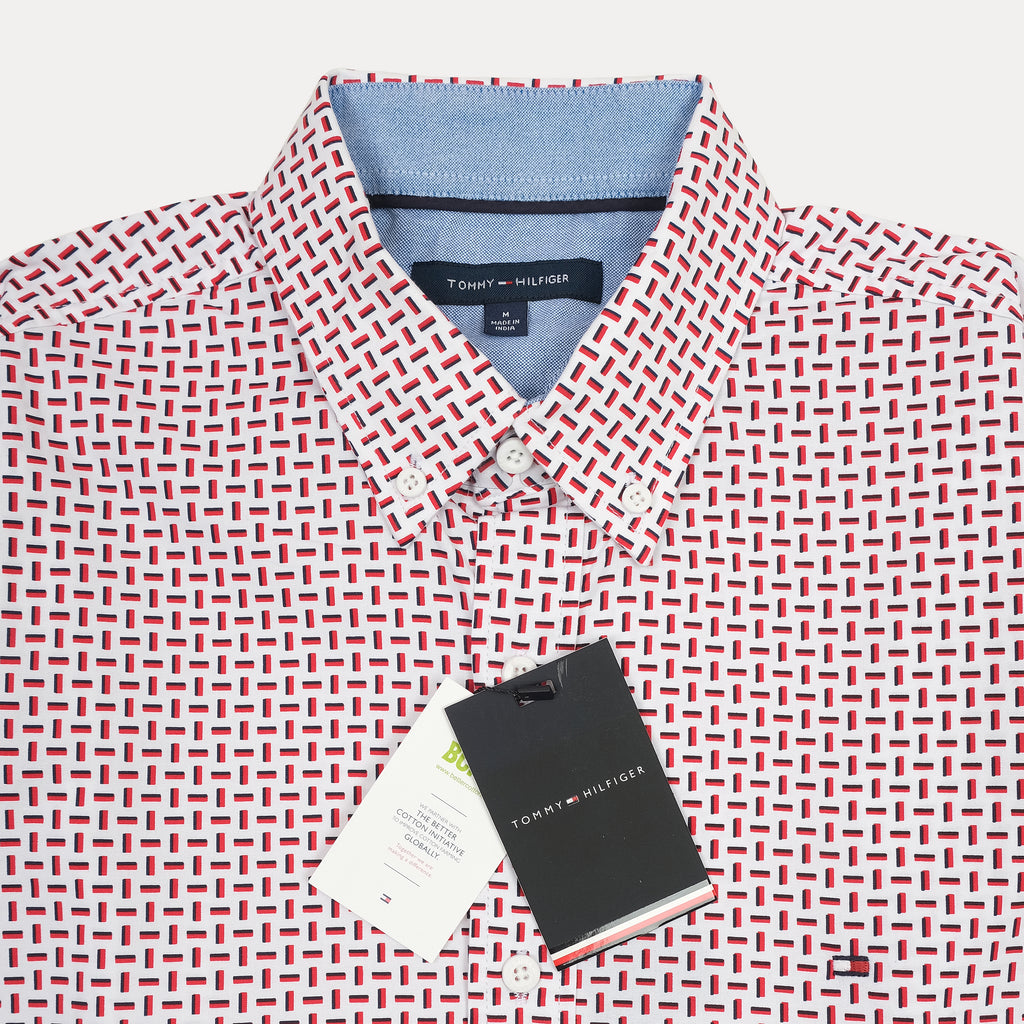 TOMMY HILFIGER Crimson Mosaic Modern Fit Long Sleeve Button-Up Shirt