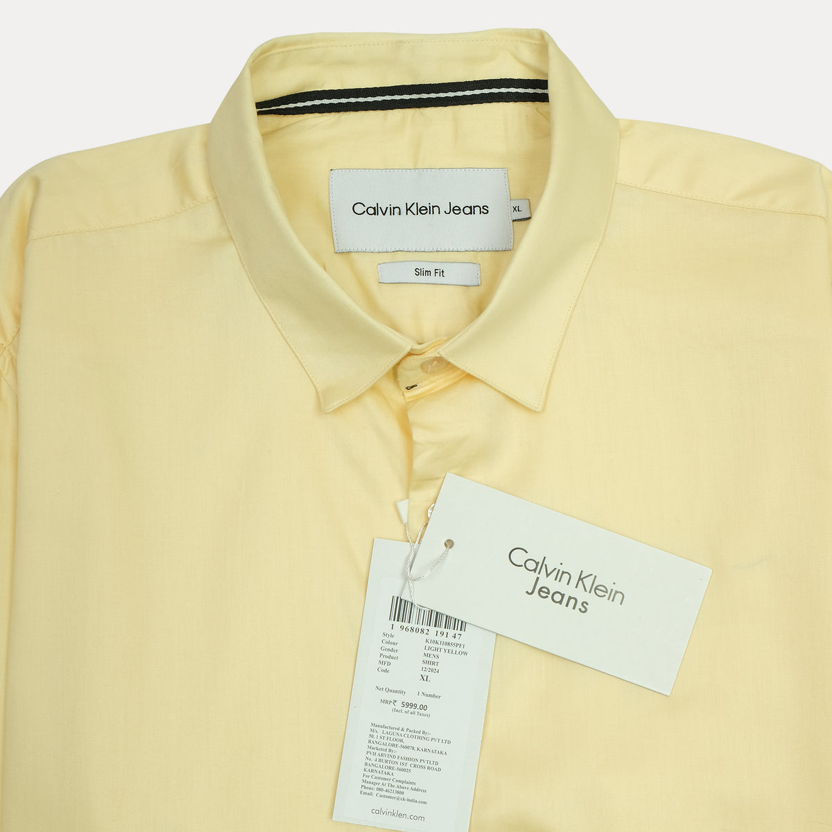 Calvin Klein Jeans Slim Fit Yellow Button-Up Shirt