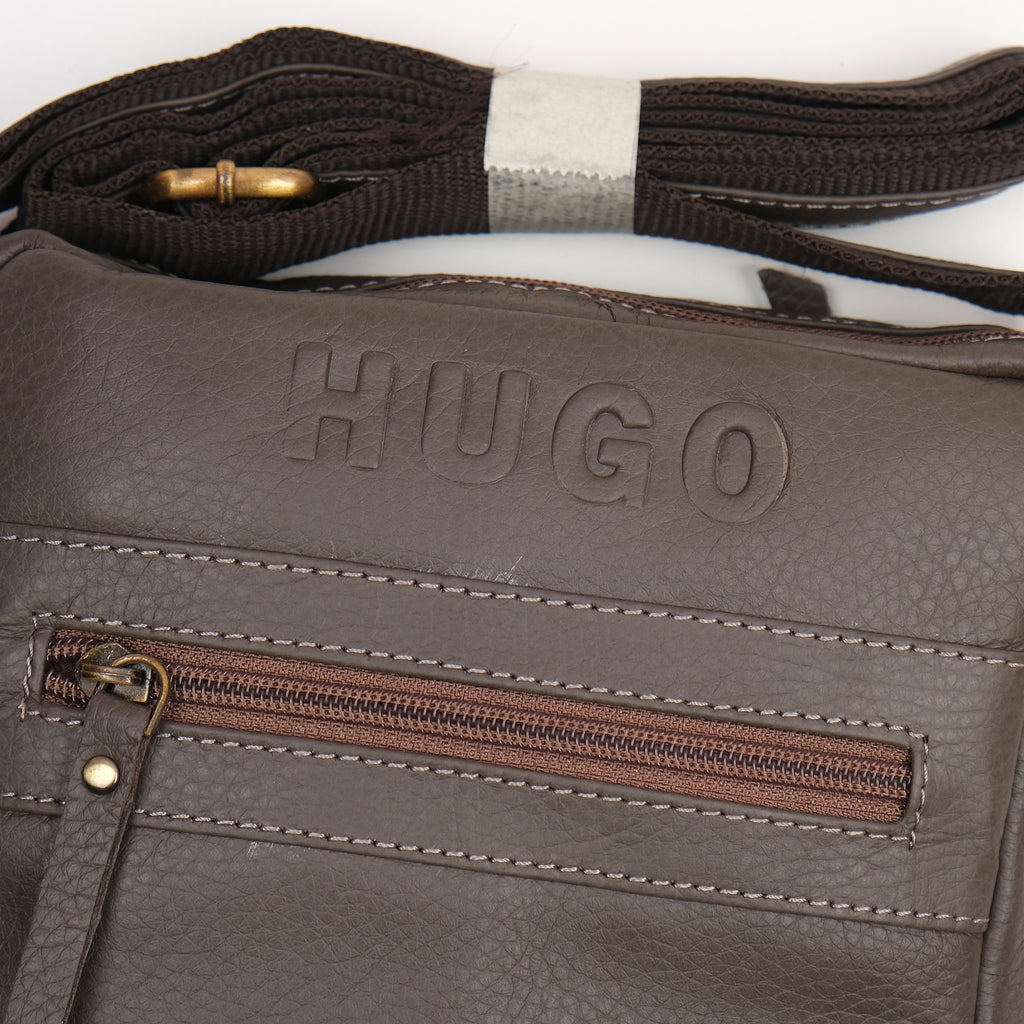 Hugo Chic Espresso Leather Crossbody Bag
