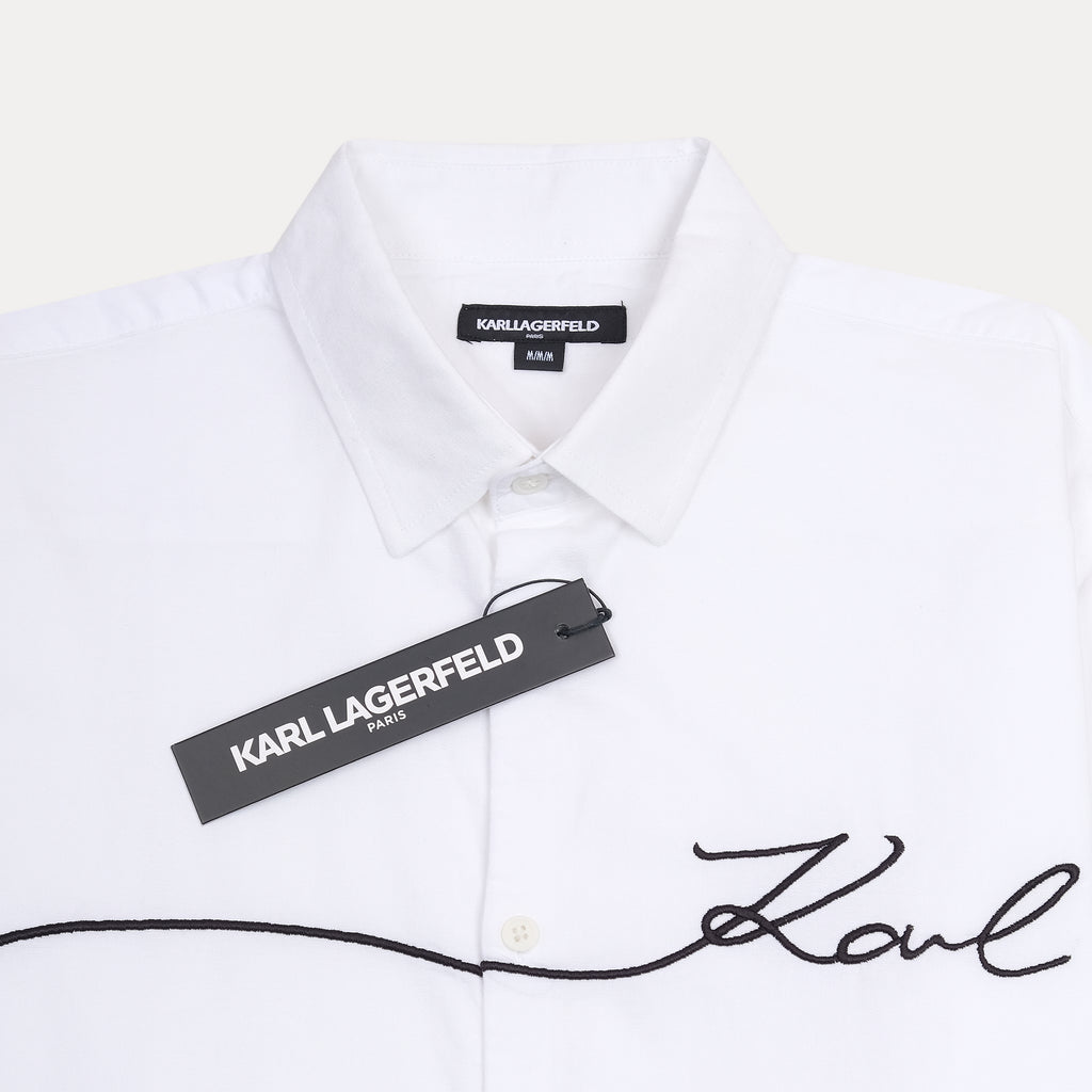 KARL LAGERFELD Elegant Whisper White Embroidered Shirt