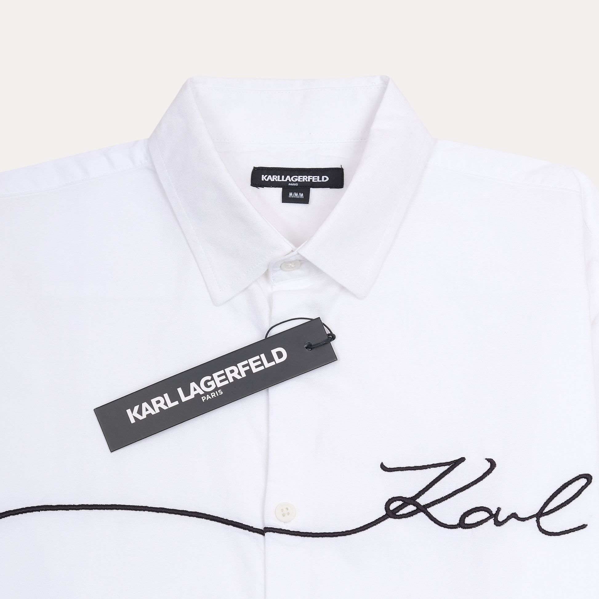 KARL LAGERFELD Elegant Whisper White Embroidered Shirt
