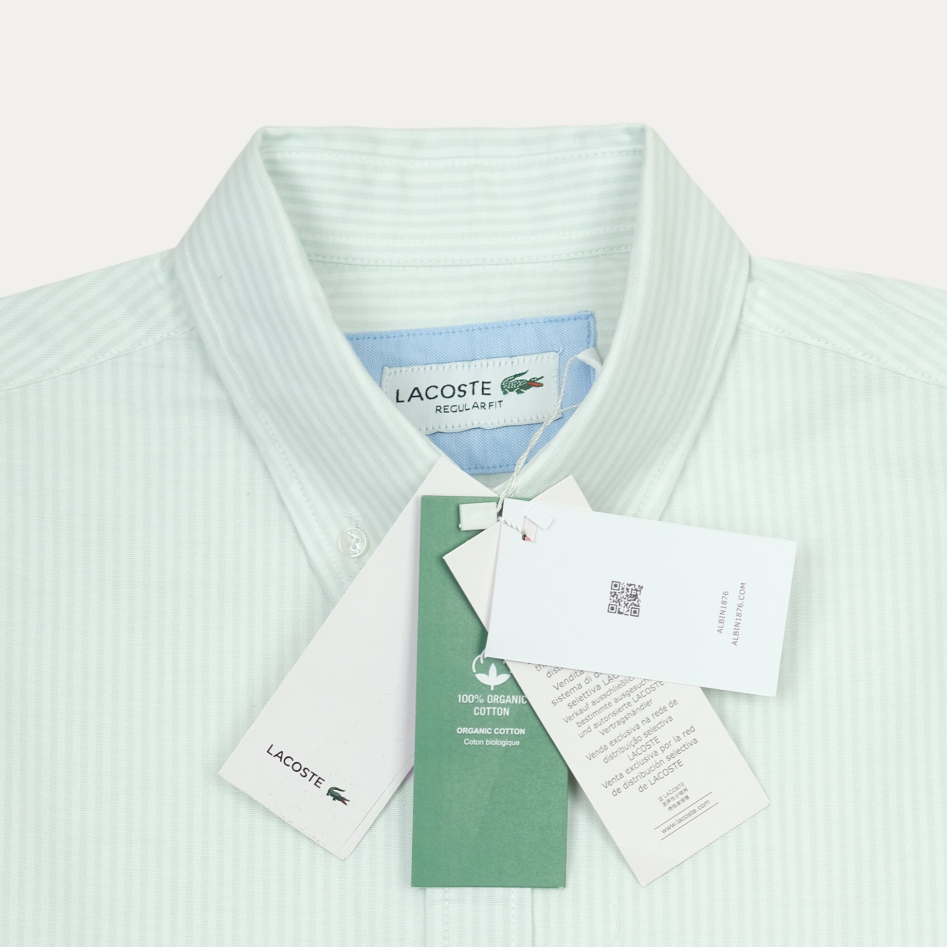 Lacoste Serene Striped Regular Fit Shirt in Soft Mint