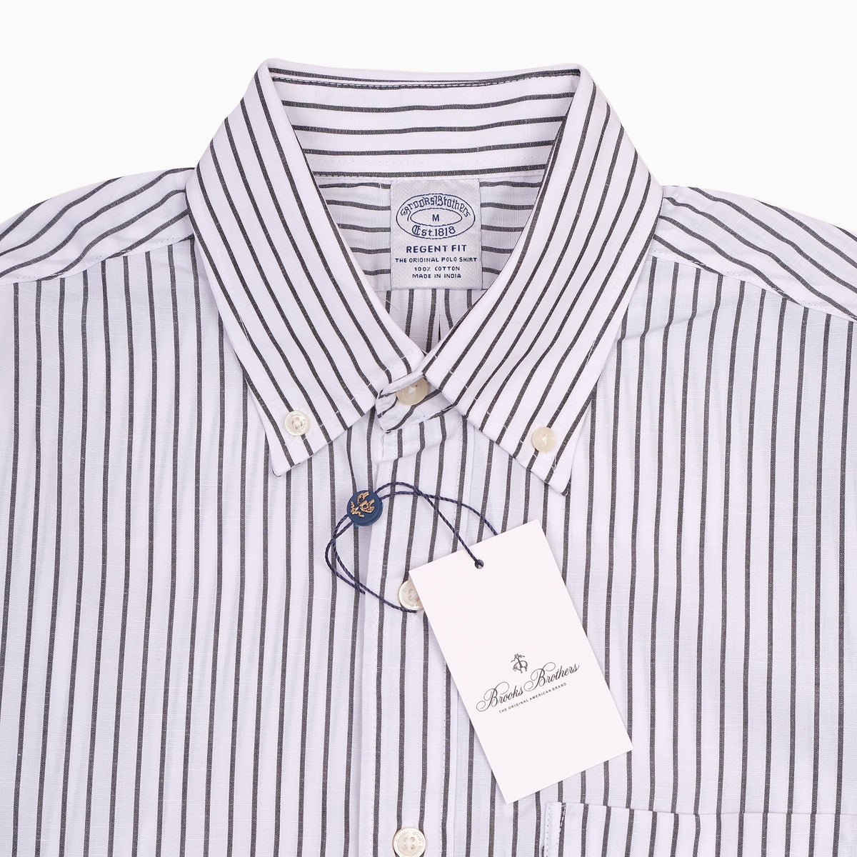 Brooks Brothers Striped Button-Up Shirt with Embroidered Crest