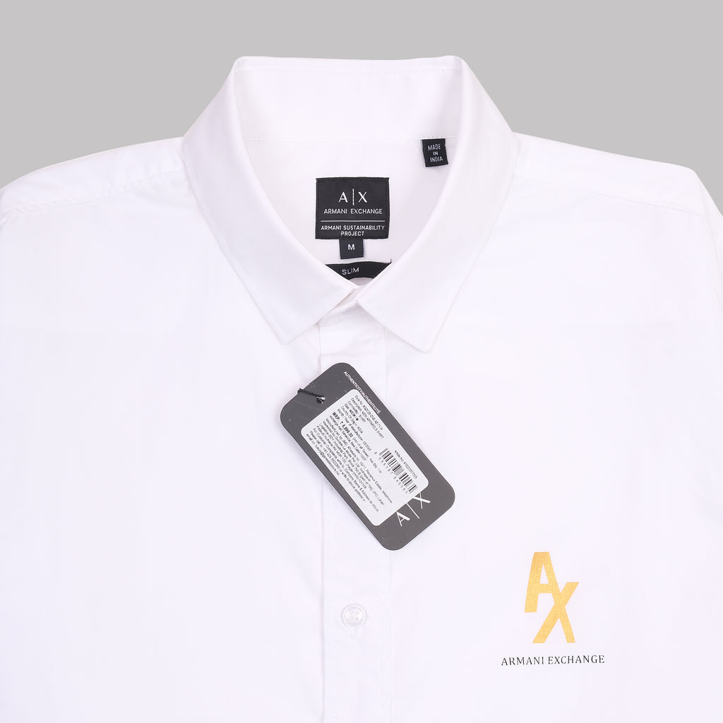 Armani Exchange Classic White Button-Up Shirt with Logo