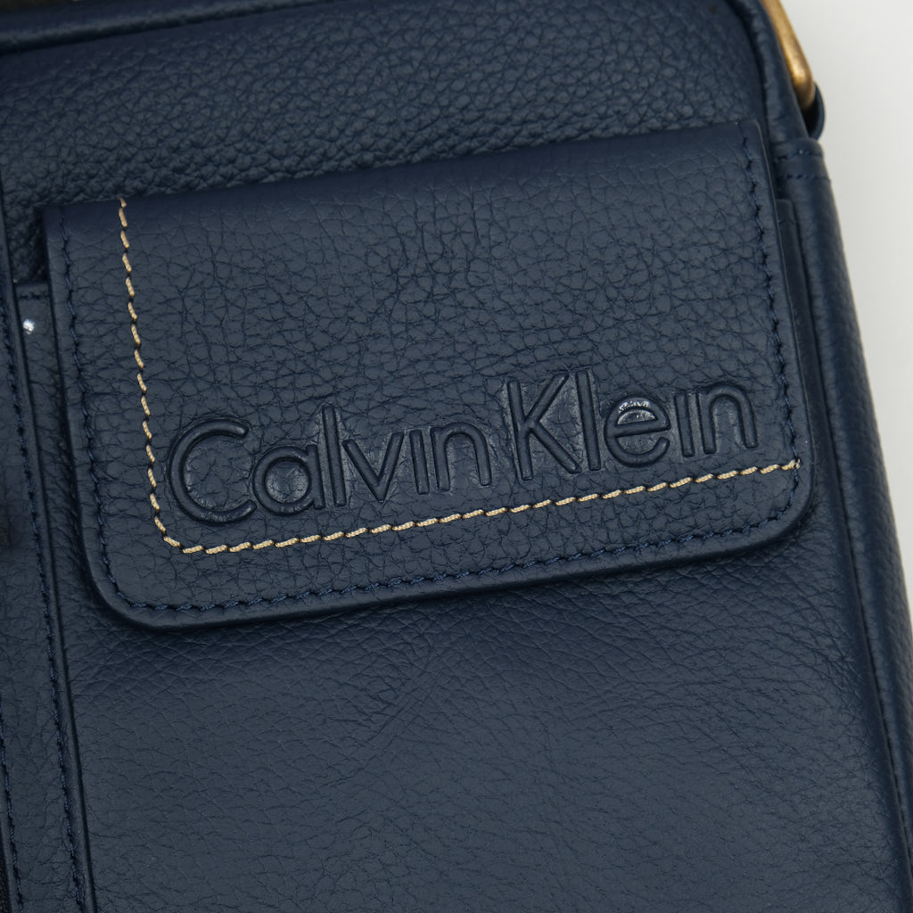 Calvin Klein Luxurious Midnight Blue Leather Crossbody Bag