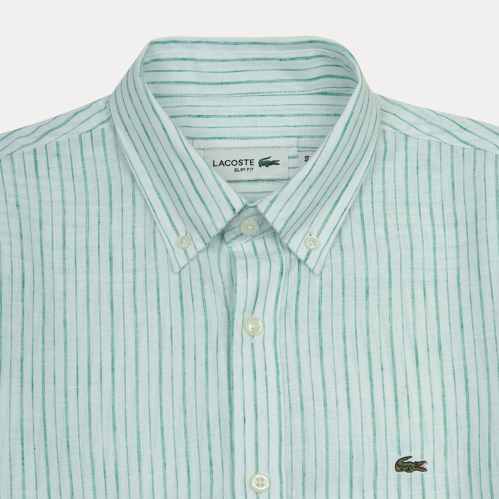 Lacoste Slim Fit Striped Shirt in Serene Aqua
