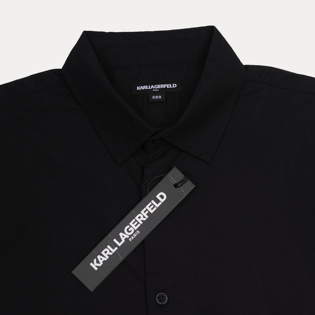 KARL LAGERFELD Chic Noir Graphic Button-Up Shirt
