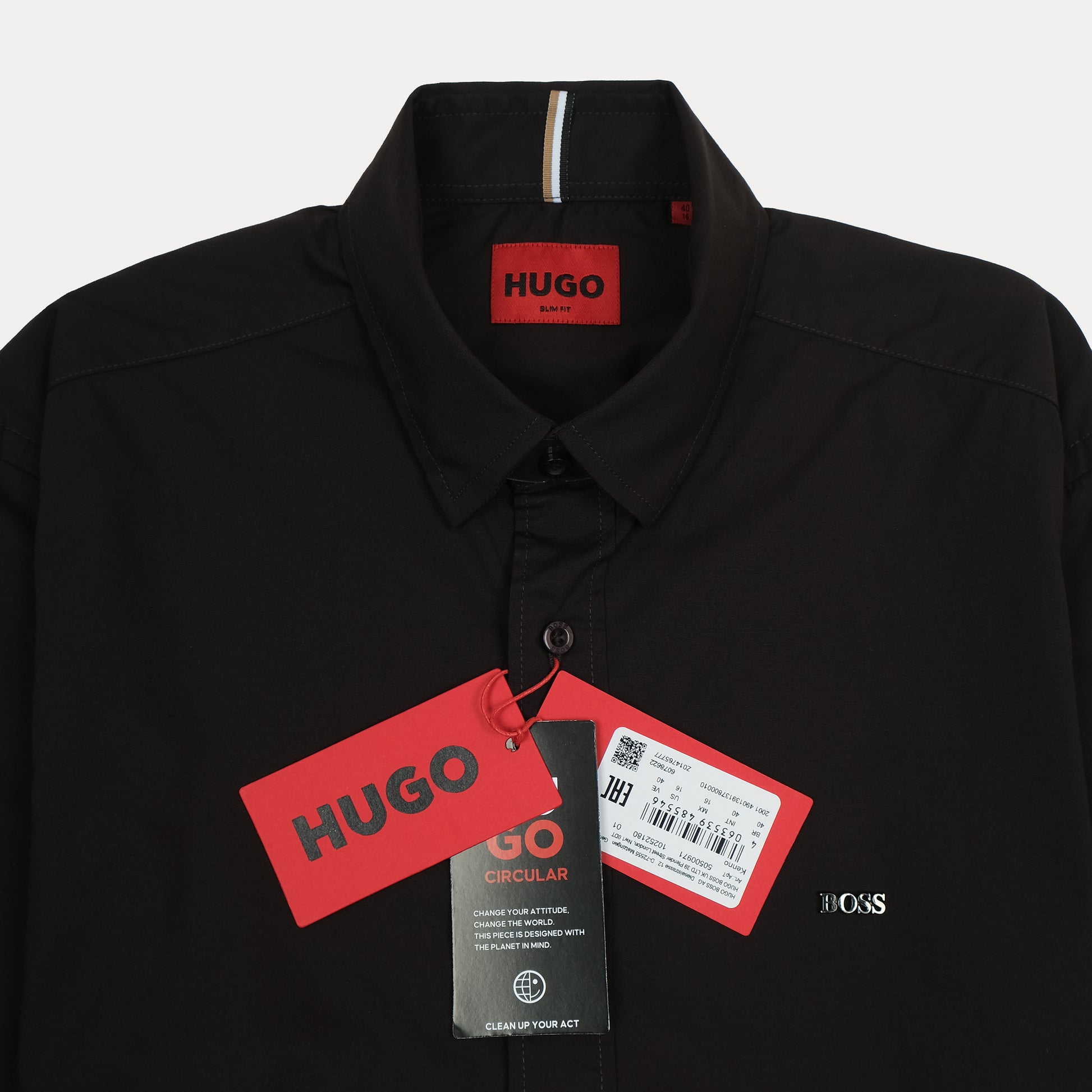 HUGO Onyx Shadow Tailored Fit Long Sleeve Button-Up Shirt