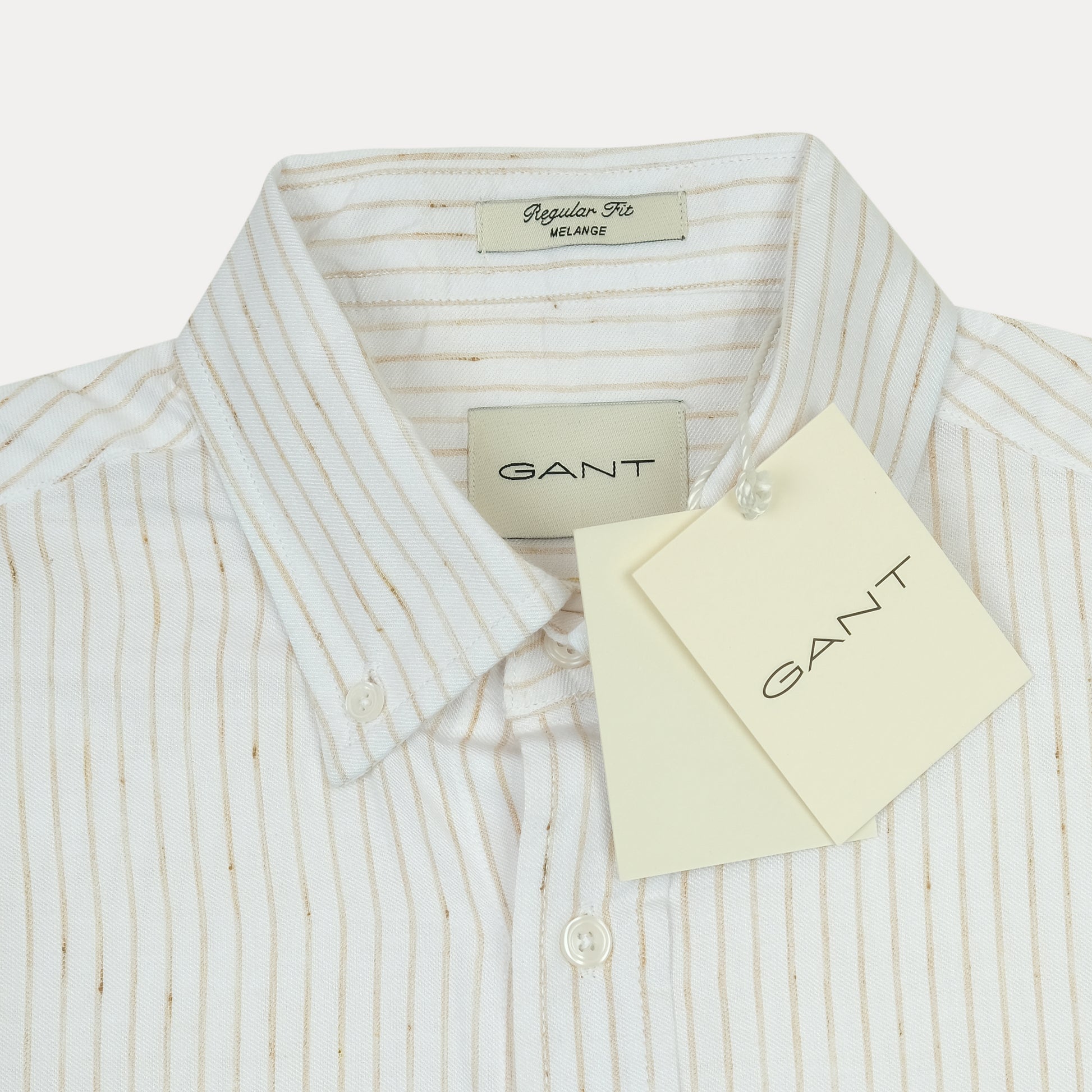 [Mélange Slub Linen] GANT Elegant Melange Striped Shirt in Whispering White