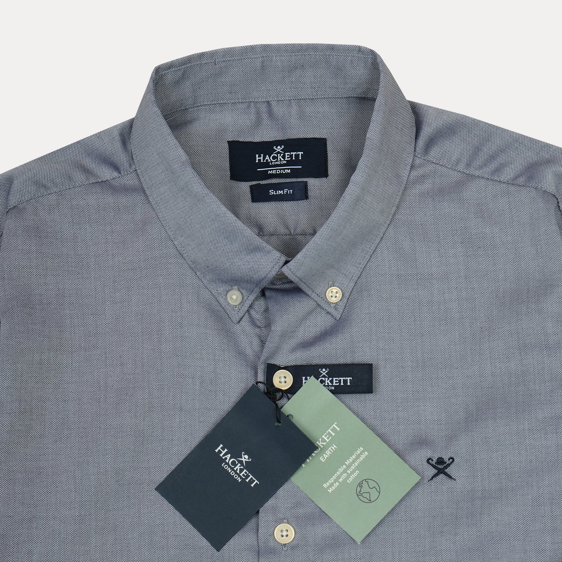 HACKETT SumFit Stylish Slate Grey Button-Up Shirt