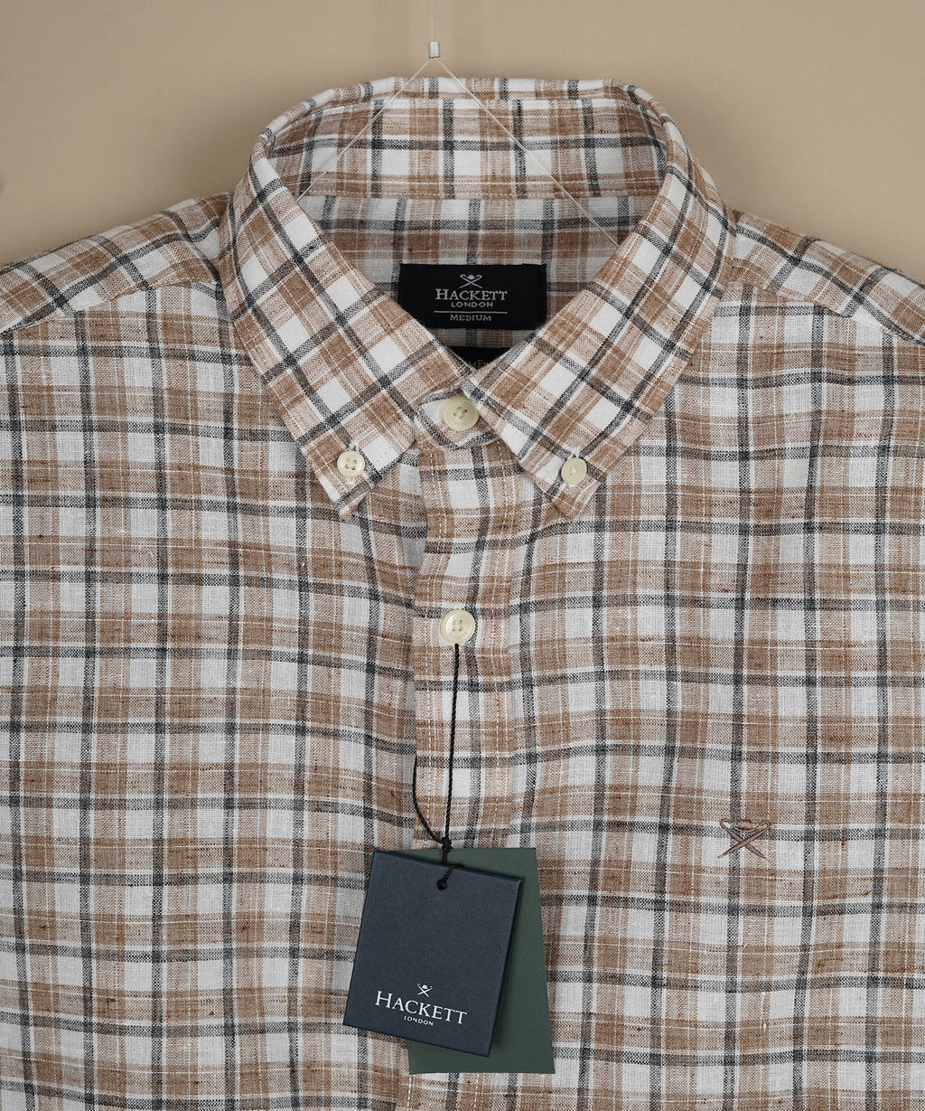 HACKETT Opulent Cocoa Tailored Fit Long Sleeve Check Shirt